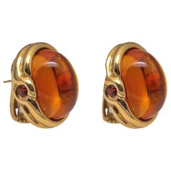 Palmeira Cabochon Citrine Topaz Gold Earrings