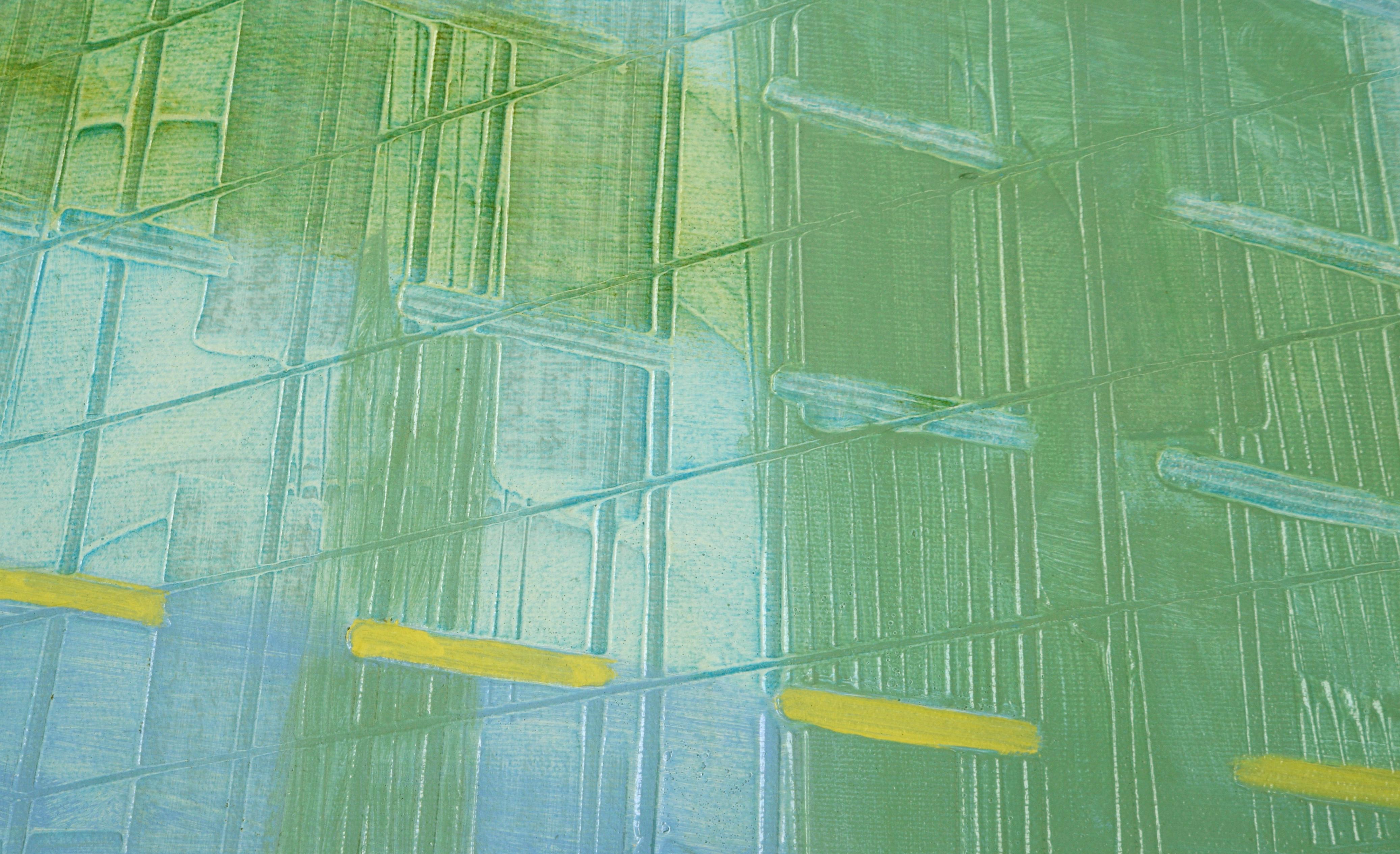 Architektonische Reflektionen – strukturierte abstrakte geometrische Komposition in Öl – Painting von Palmer