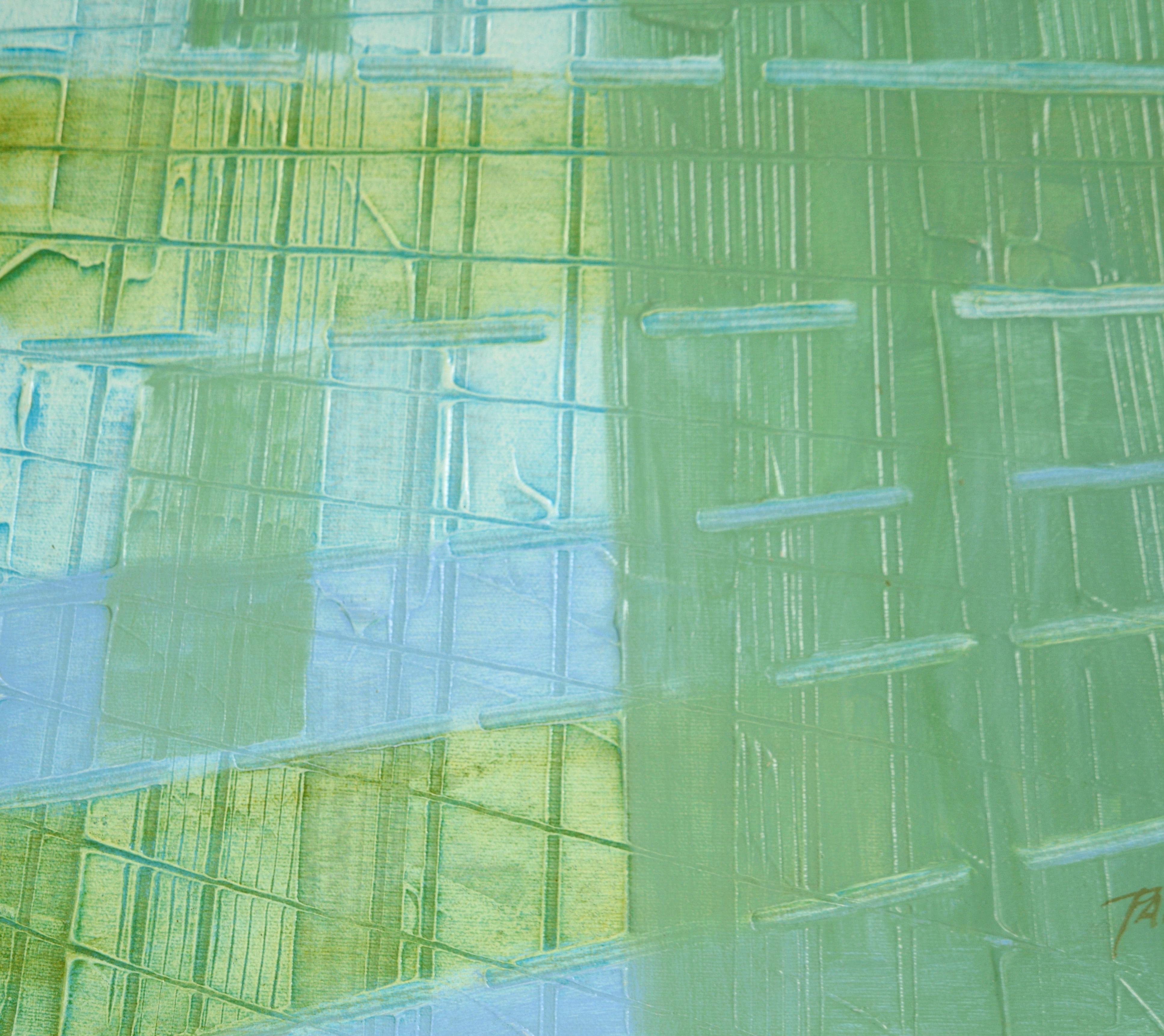Architektonische Reflektionen – strukturierte abstrakte geometrische Komposition in Öl im Angebot 1