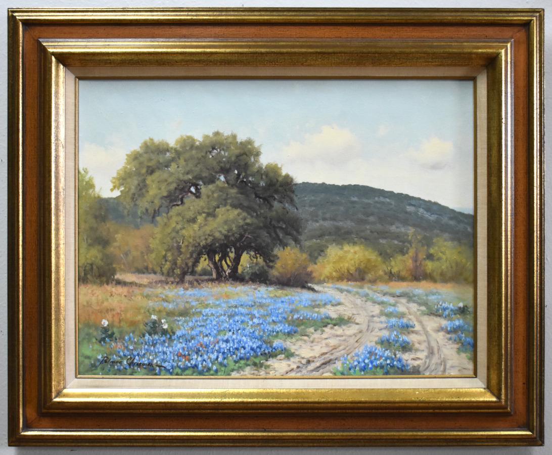 Palmer Chrisman Landscape Painting - "BLUEBONNET TRAIL" TEXAS HILL COUNTRY
