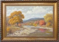 "Texas Hill Country Fall Scene with Creek" Large Oil Painting of Nature Autumn