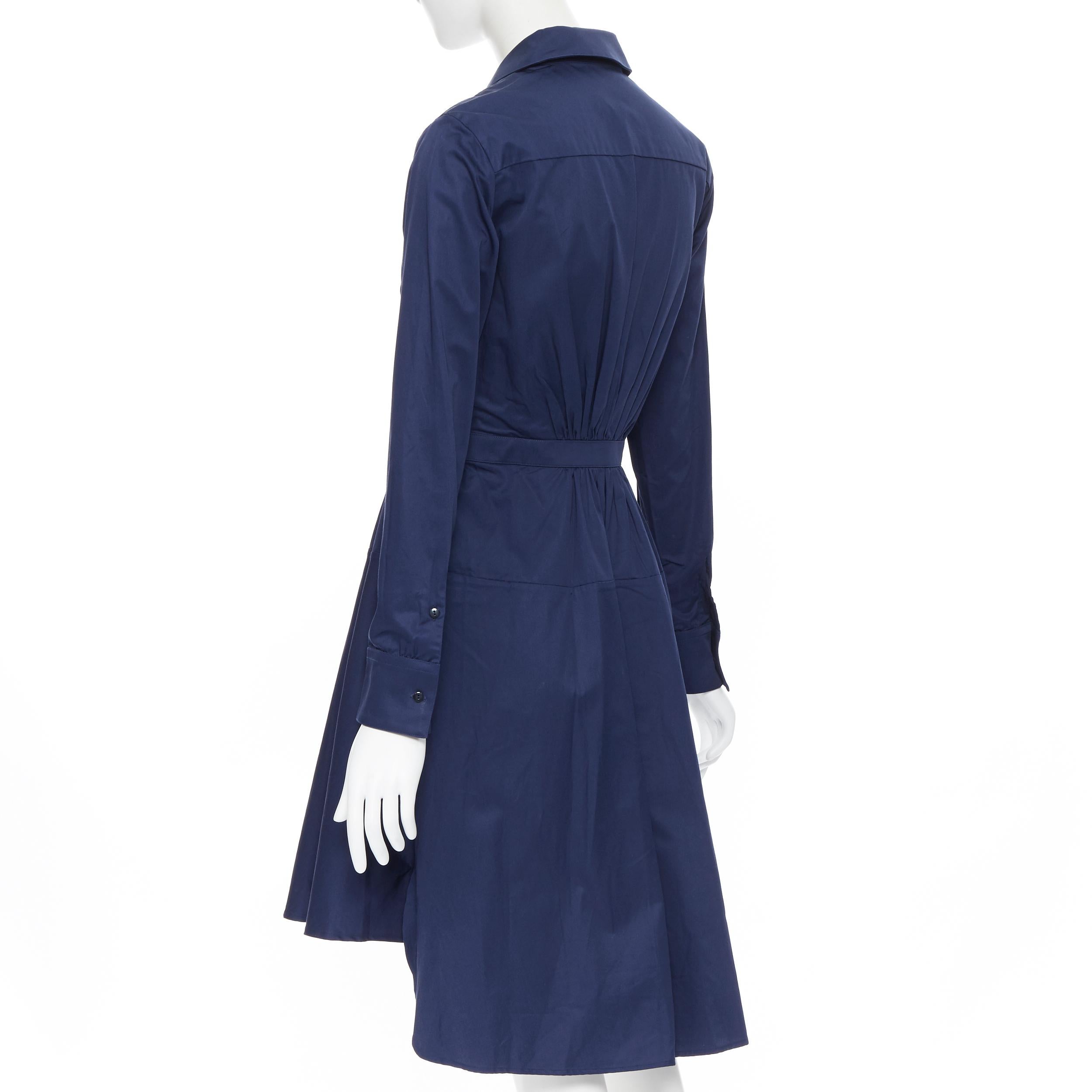 Women's PALMER HARDING 100% cotton navy blue fit flare casual cotton dress UK8 XS
