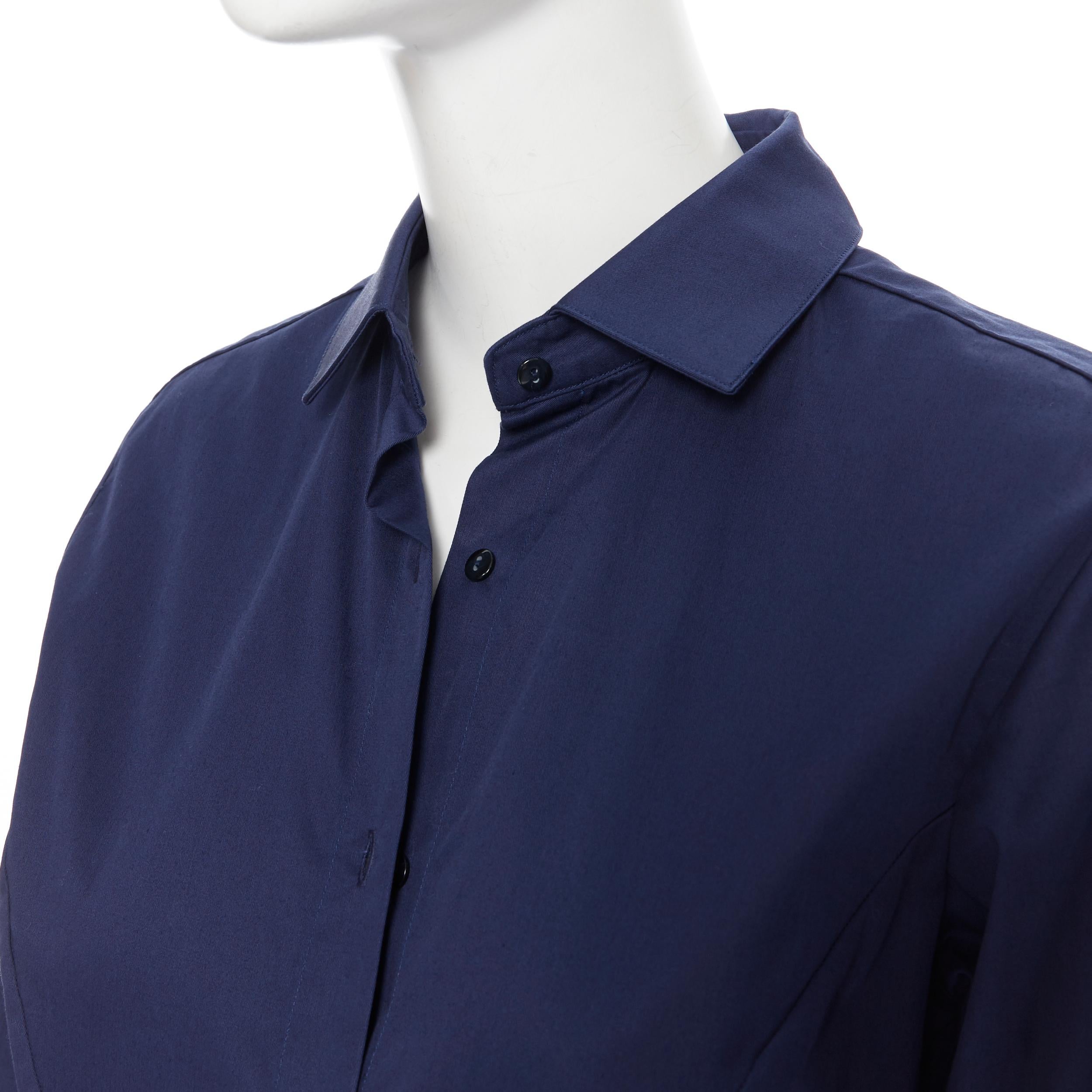 PALMER HARDING 100% cotton navy blue fit flare casual cotton dress UK8 XS 1