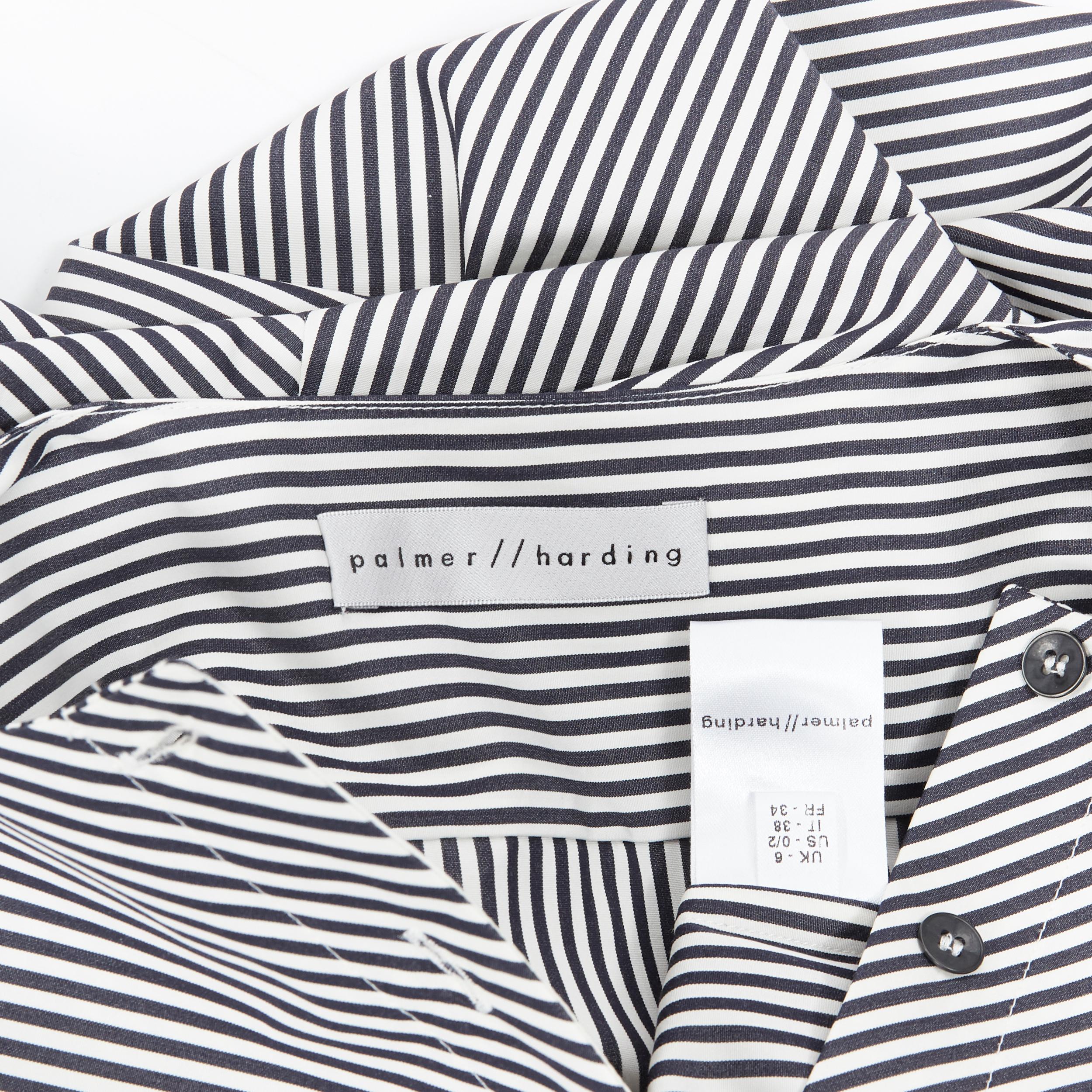PALMER HARDING 100% cotton navy white contrast stripe cinched waist shirt UK6 XS 5