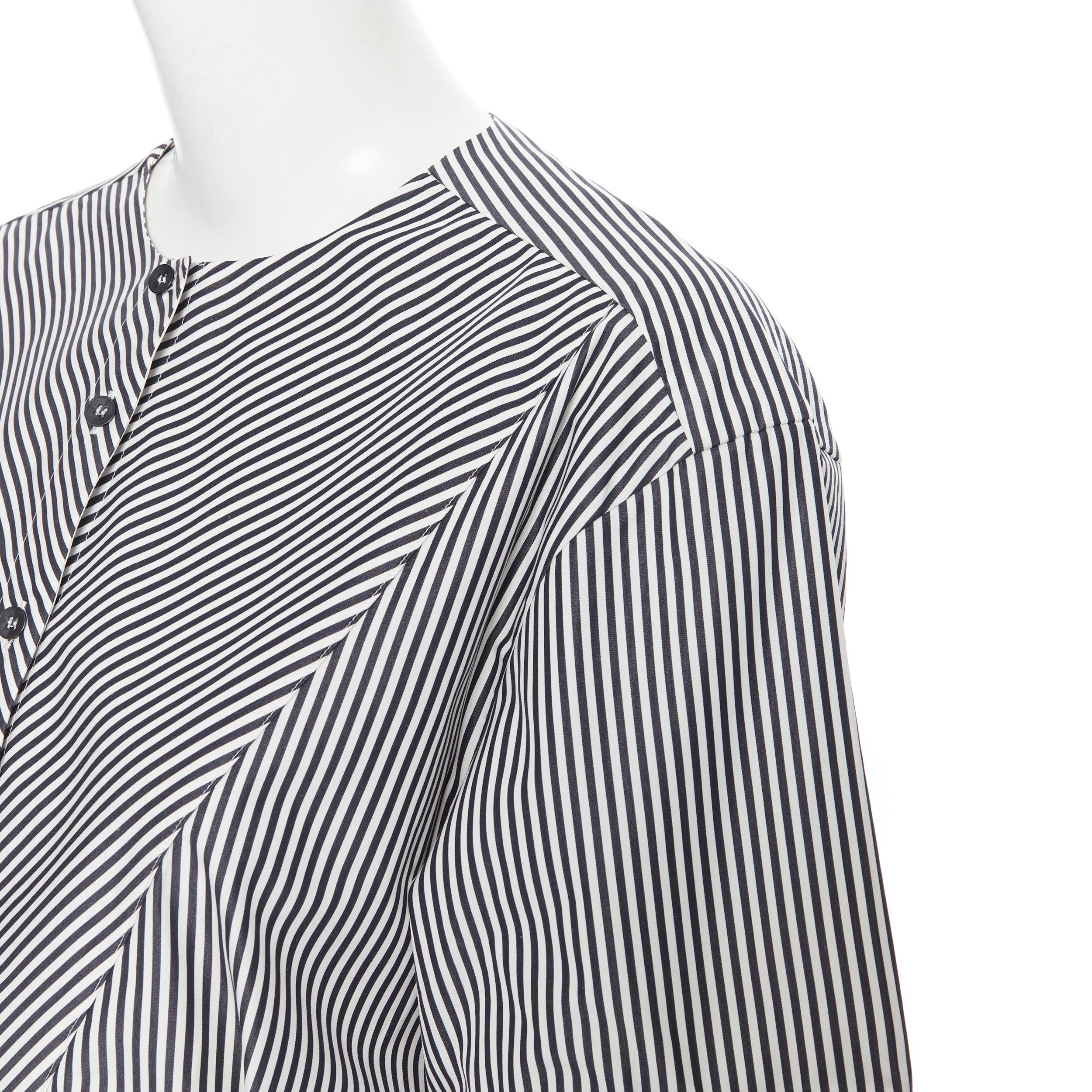 PALMER HARDING 100% cotton navy white contrast stripe cinched waist shirt UK6 XS 2