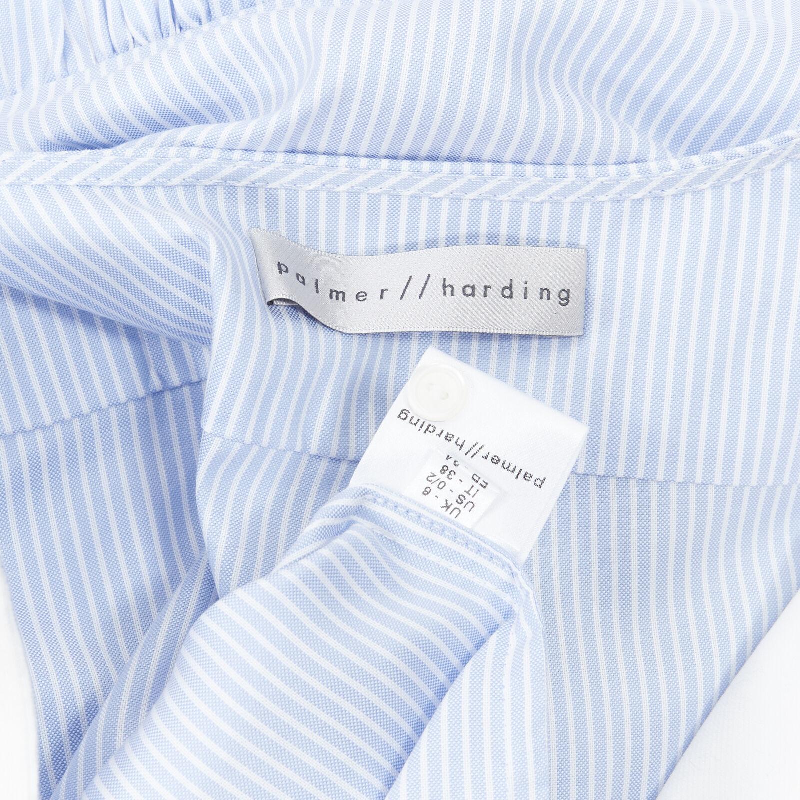 PALMER HARDING 100% cotton white bib front blue striped summer dress UK8 XS For Sale 6