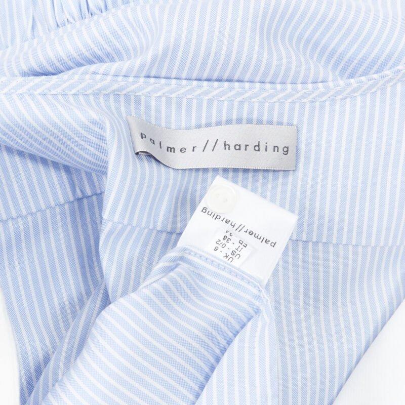 PALMER HARDING 100% cotton white bib front blue striped summer dress UK8 XS For Sale 5