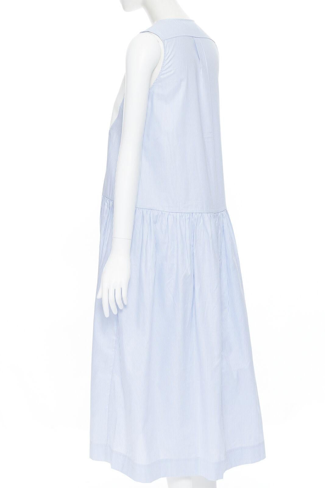 PALMER HARDING 100% cotton white bib front blue striped summer dress UK8 XS For Sale 3