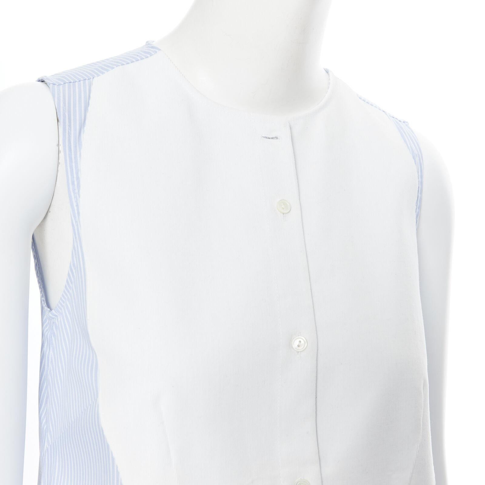 PALMER HARDING 100% cotton white bib front blue striped summer dress UK8 XS For Sale 4