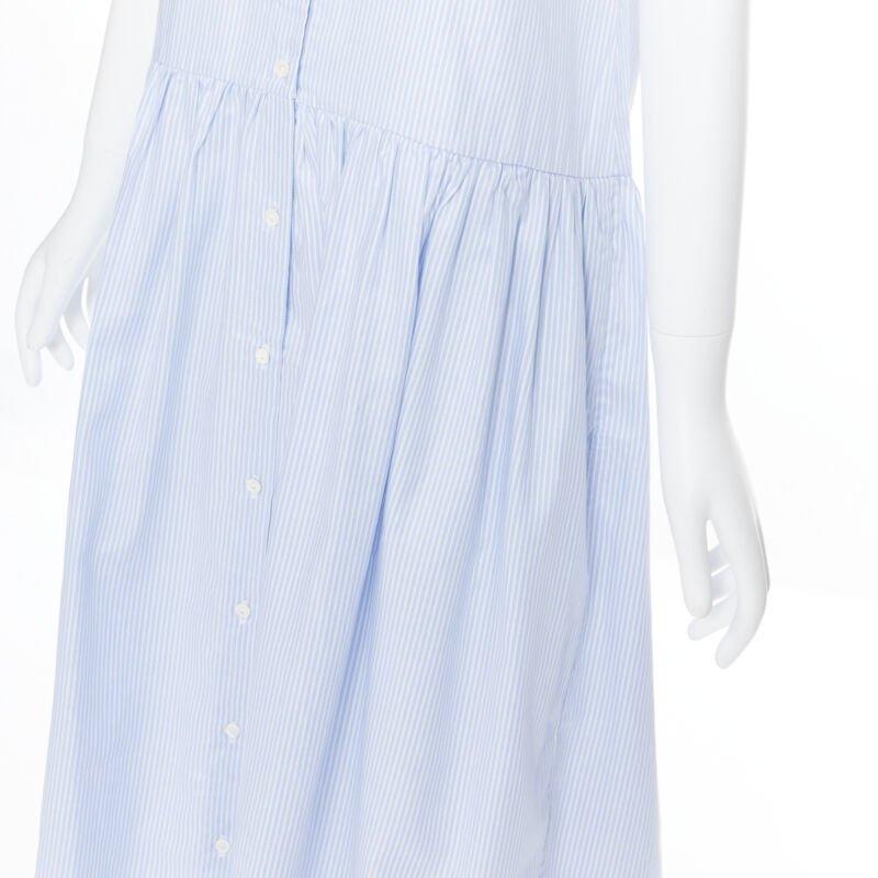 PALMER HARDING 100% cotton white bib front blue striped summer dress UK8 XS For Sale 4
