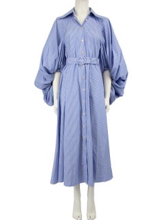palmer//harding Blue Cotton Striped Healing Dress Size S