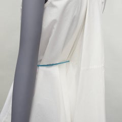 PALMER HARDING blue drawstring tie back white flare sleeveless shirt UK6 XS