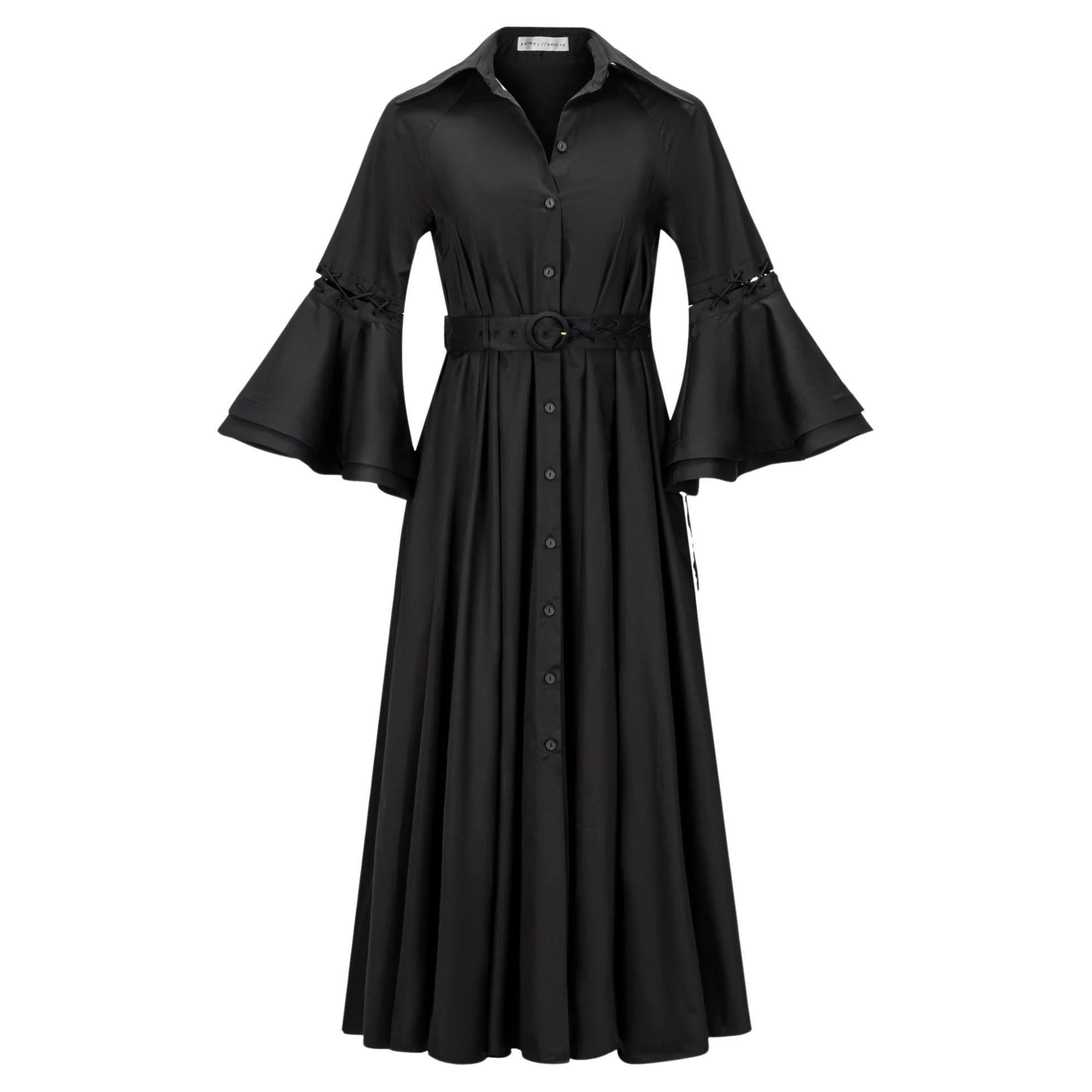 Palmer//Harding Lace-Up Detail Belted Cotton Shirt Dress en venta