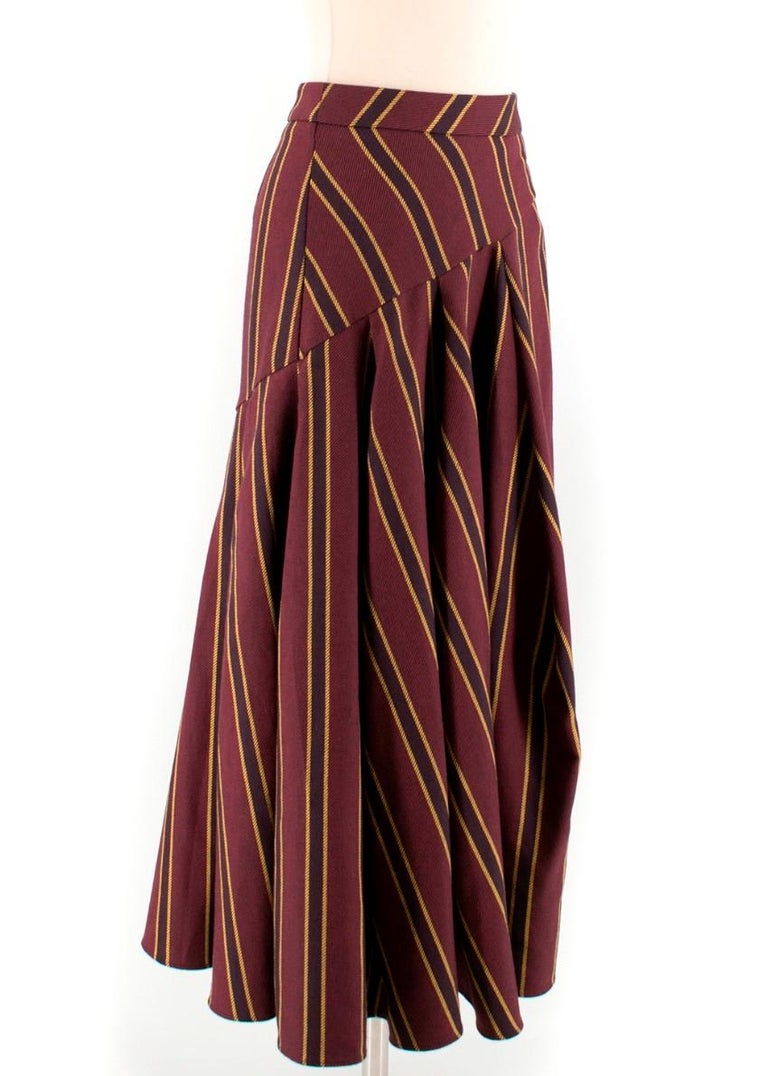Palmer//Harding Striped Cotton-blend Twill Midi Skirt US 4 at 1stDibs