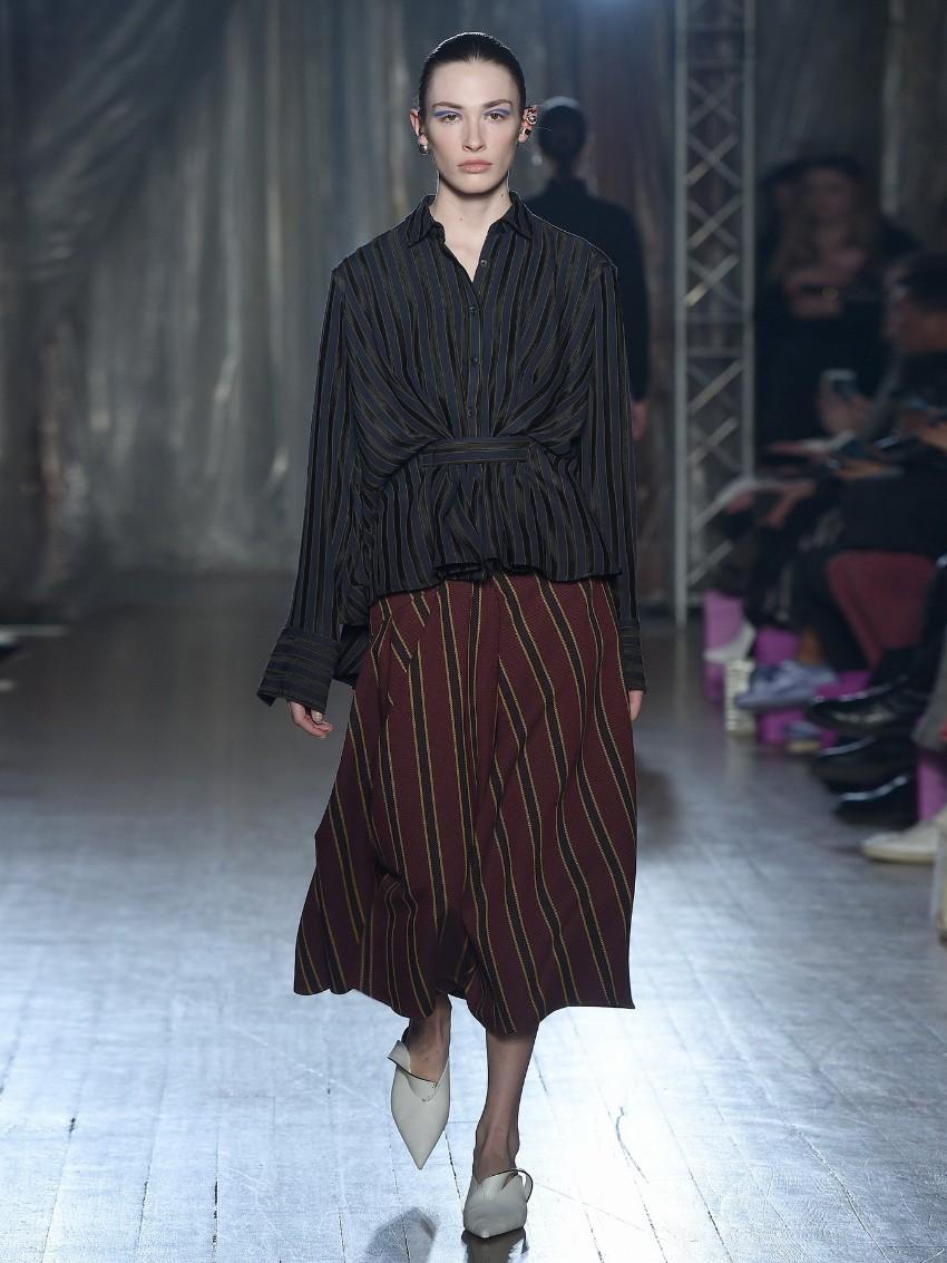 Palmer//Harding Striped Cotton-blend Twill Midi Skirt US 4 4