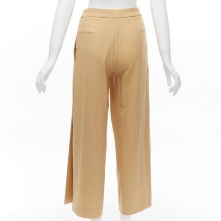 PALMER HARDING Hellbraune Schurwollmischung Abnäher Faltenhose mit weitem Bein UK6 XS Damen im Angebot