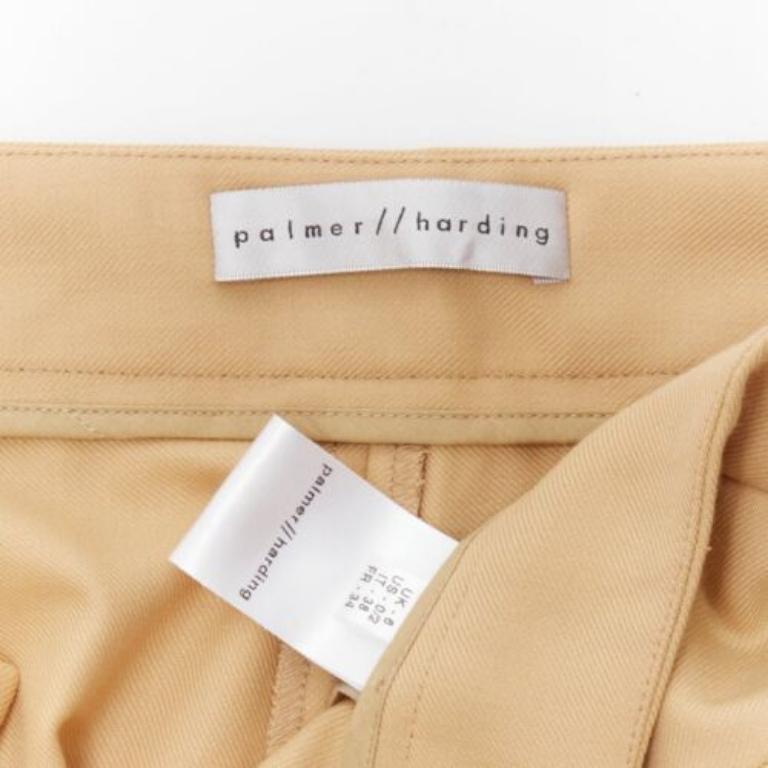 PALMER HARDING Hellbraune Schurwollmischung Abnäher Faltenhose mit weitem Bein UK6 XS im Angebot 3