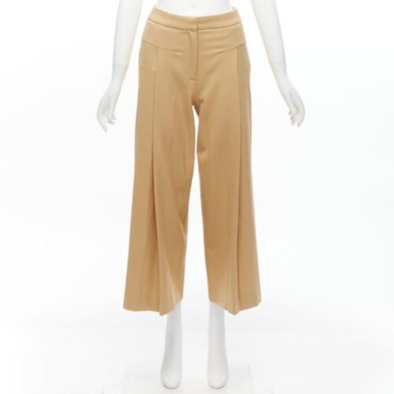 PALMER HARDING Hellbraune Schurwollmischung Abnäher Faltenhose mit weitem Bein UK6 XS im Angebot 4