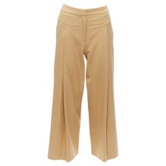 PALMER HARDING Hellbraune Schurwollmischung Abnäher Faltenhose mit weitem Bein UK6 XS