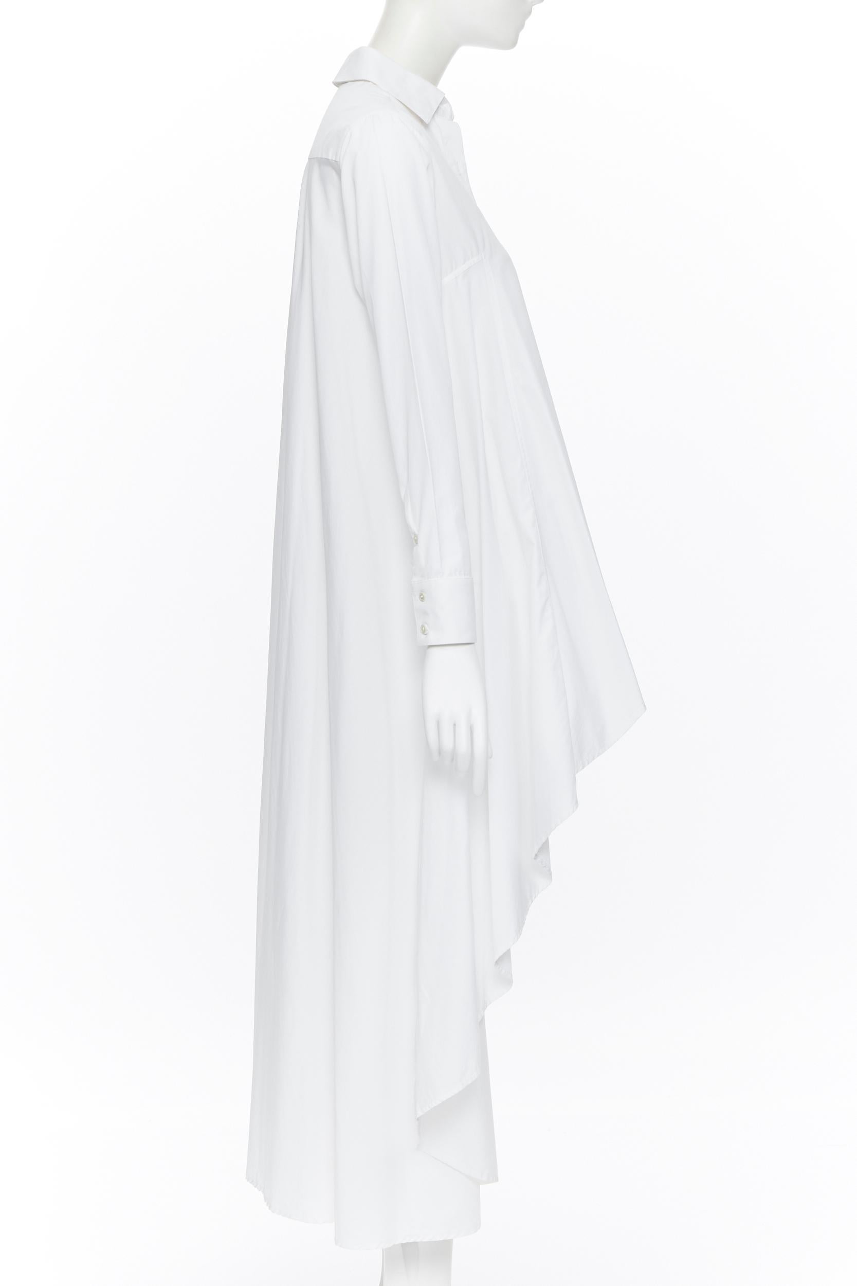 Donna Palmer HARDING camicia in cotone bianco con orlo a cascata alto e drappeggiato, con bottoni, UK6