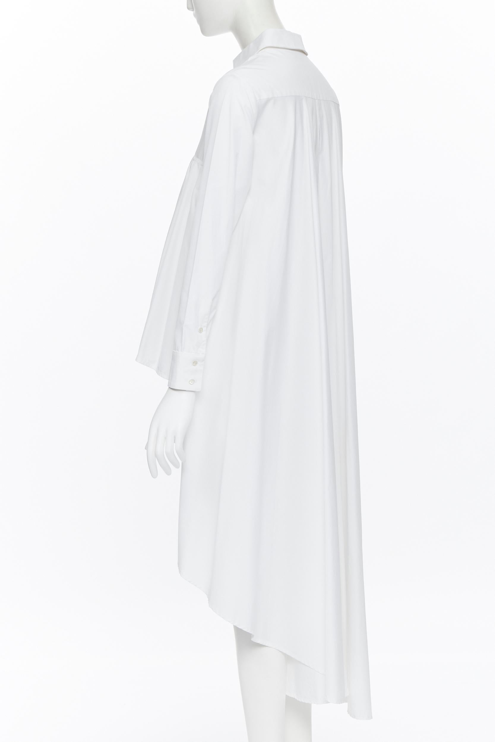 Palmer HARDING camicia in cotone bianco con orlo a cascata alto e drappeggiato, con bottoni, UK6 2