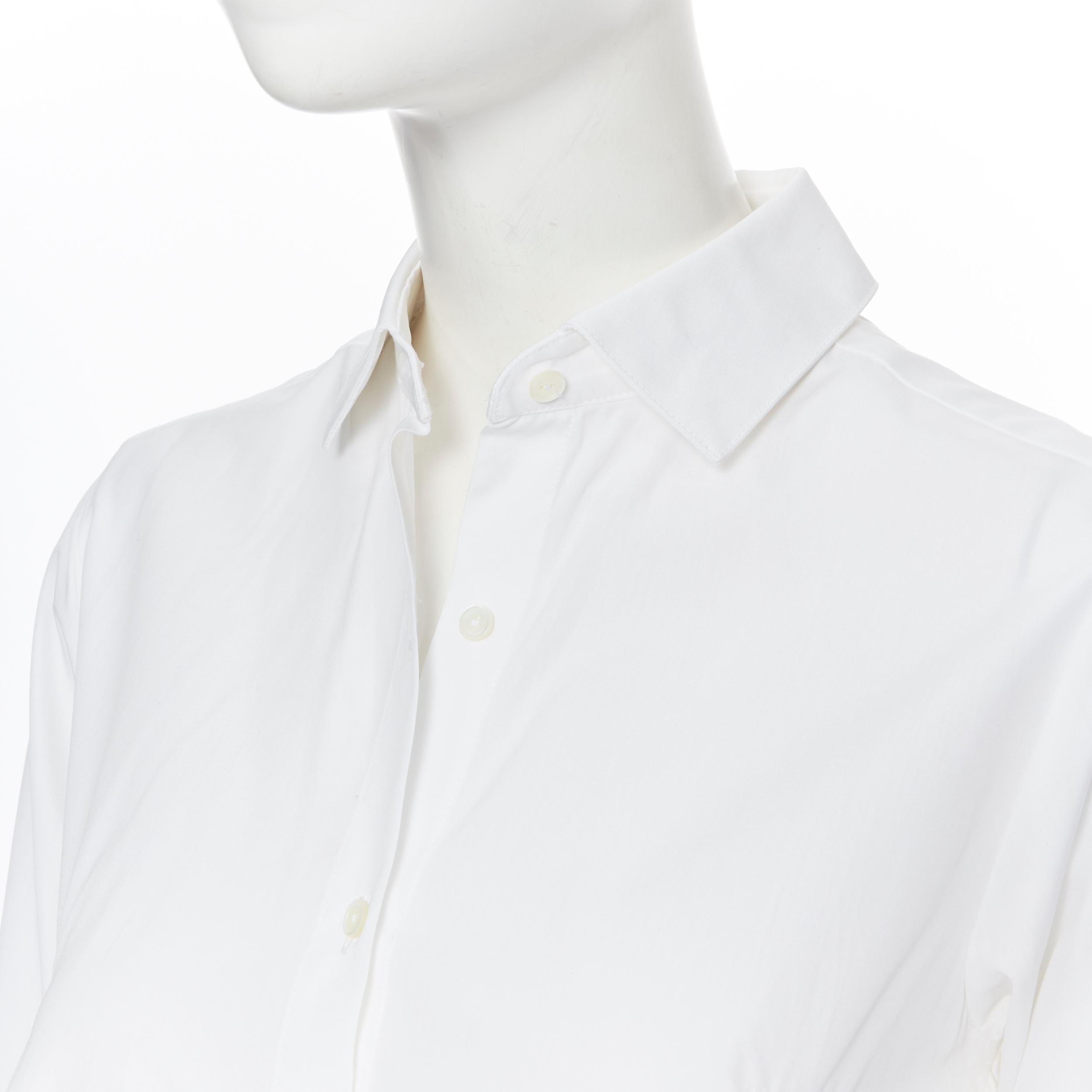 Palmer HARDING camicia in cotone bianco con orlo a cascata alto e drappeggiato, con bottoni, UK6 3