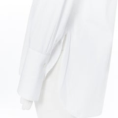 PALMER HARDING white cotton elongated cuff curvec hem oversized shirt UK8