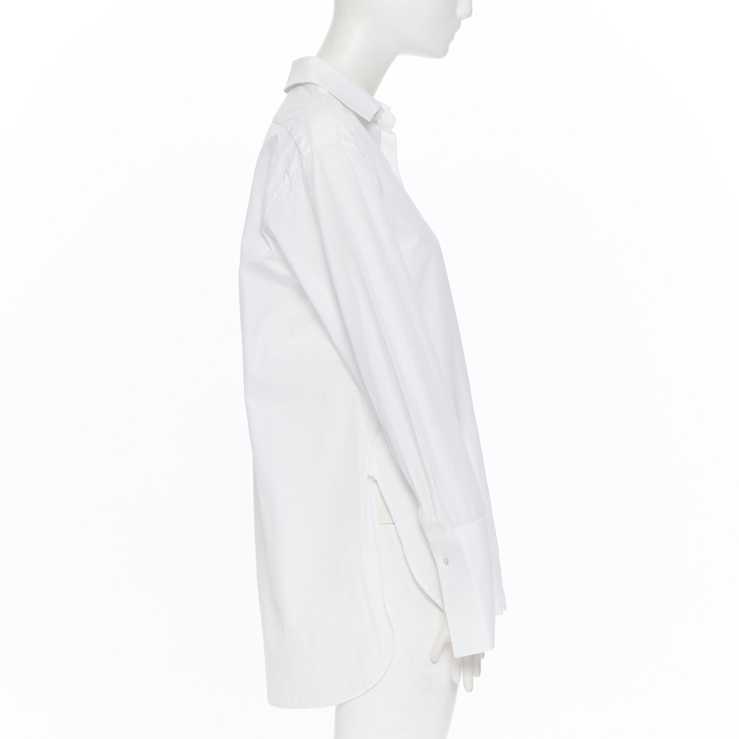 PALMER HARDING white cotton elongated cuff curvec hem oversized shirt UK8 In Excellent Condition In Hong Kong, NT