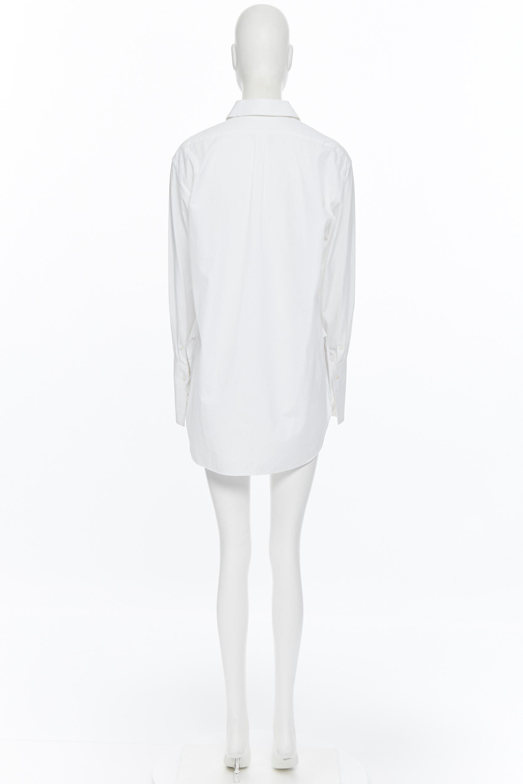Women's PALMER HARDING white cotton elongated cuff curvec hem oversized shirt UK8