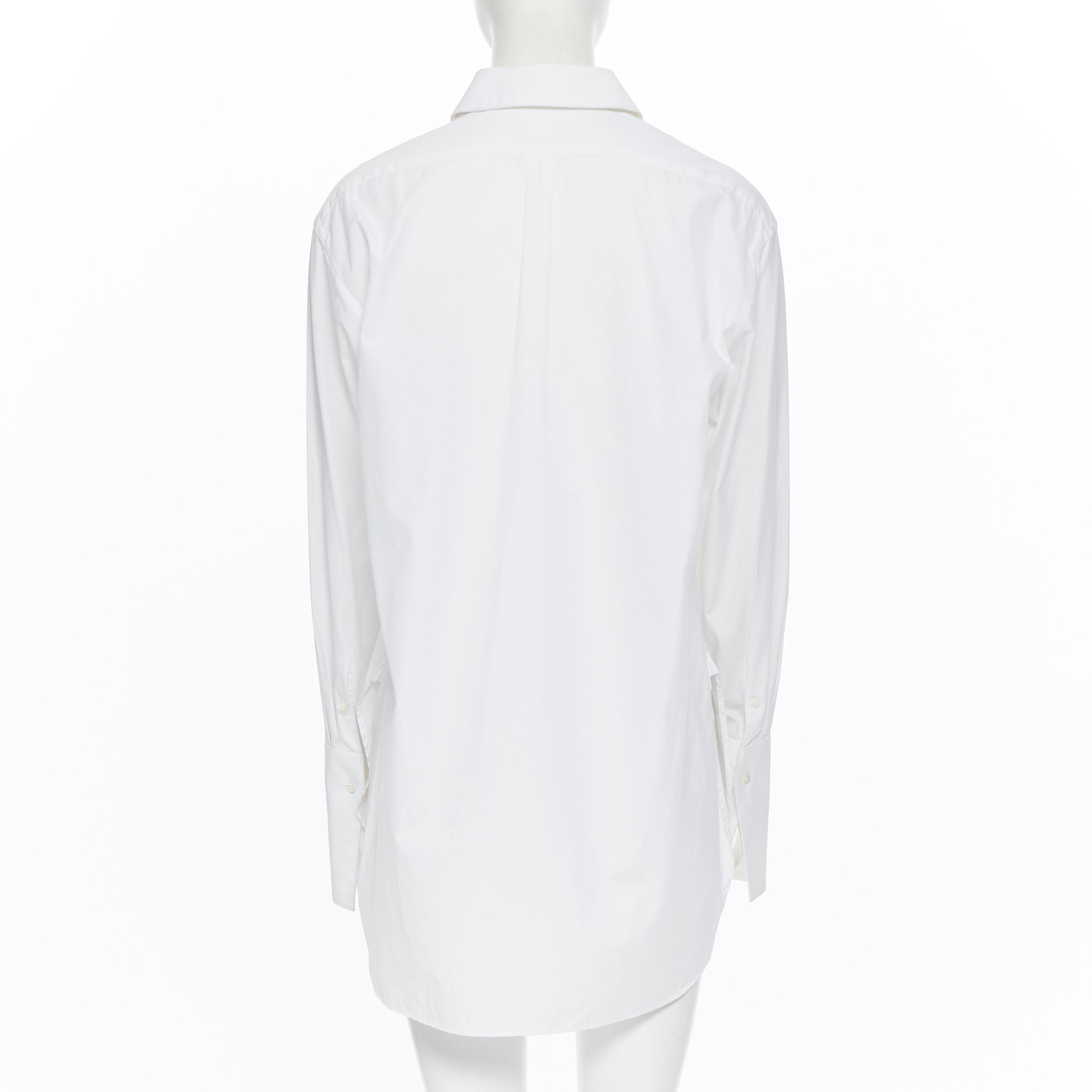 PALMER HARDING white cotton elongated cuff curvec hem oversized shirt UK8 1