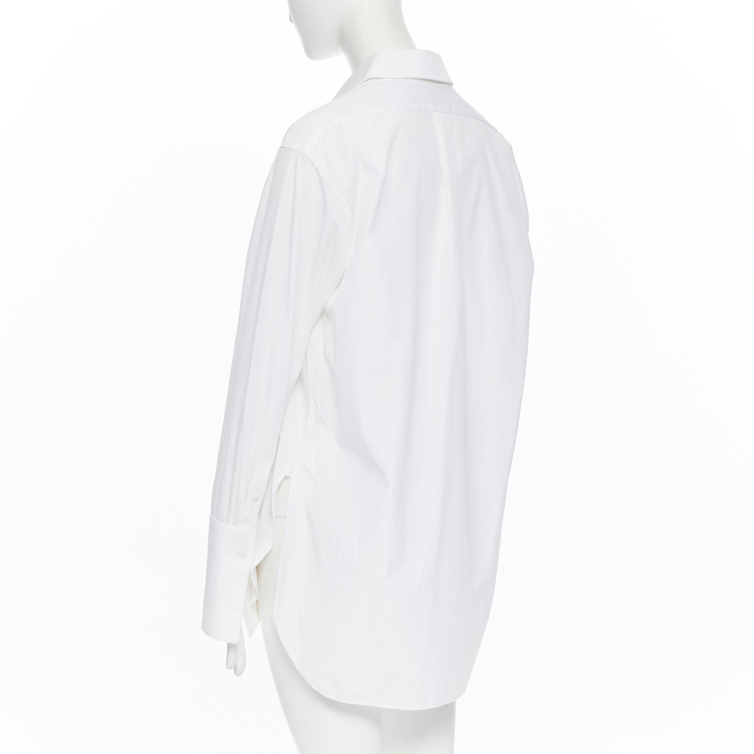 PALMER HARDING white cotton elongated cuff curvec hem oversized shirt UK8 2