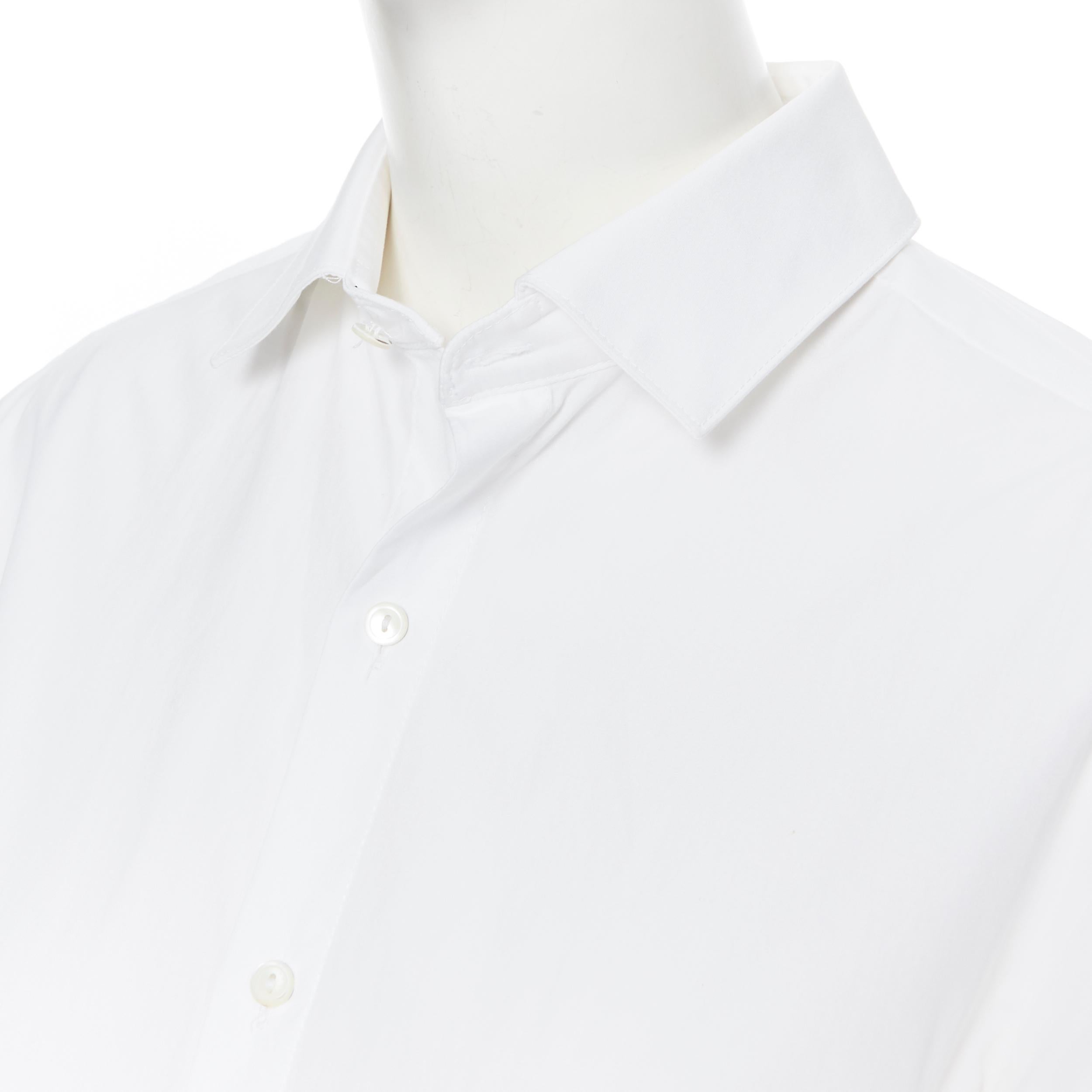PALMER HARDING white cotton elongated cuff curvec hem oversized shirt UK8 3