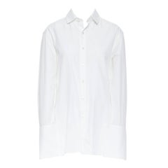 PALMER HARDING white cotton elongated cuff curvec hem oversized shirt UK8