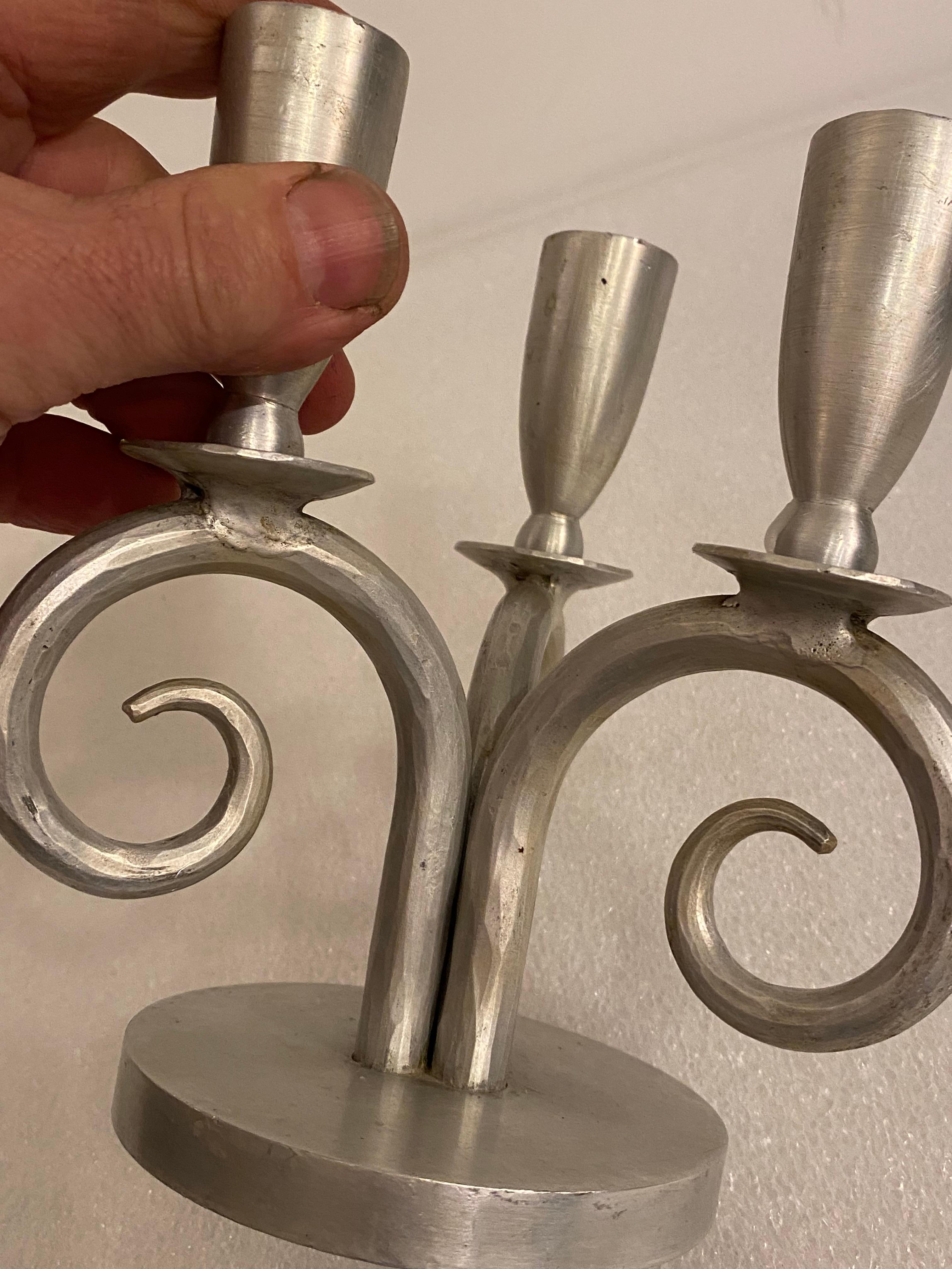 Palmer-Smith Aluminum Candlestick In Good Condition For Sale In Philadelphia, PA