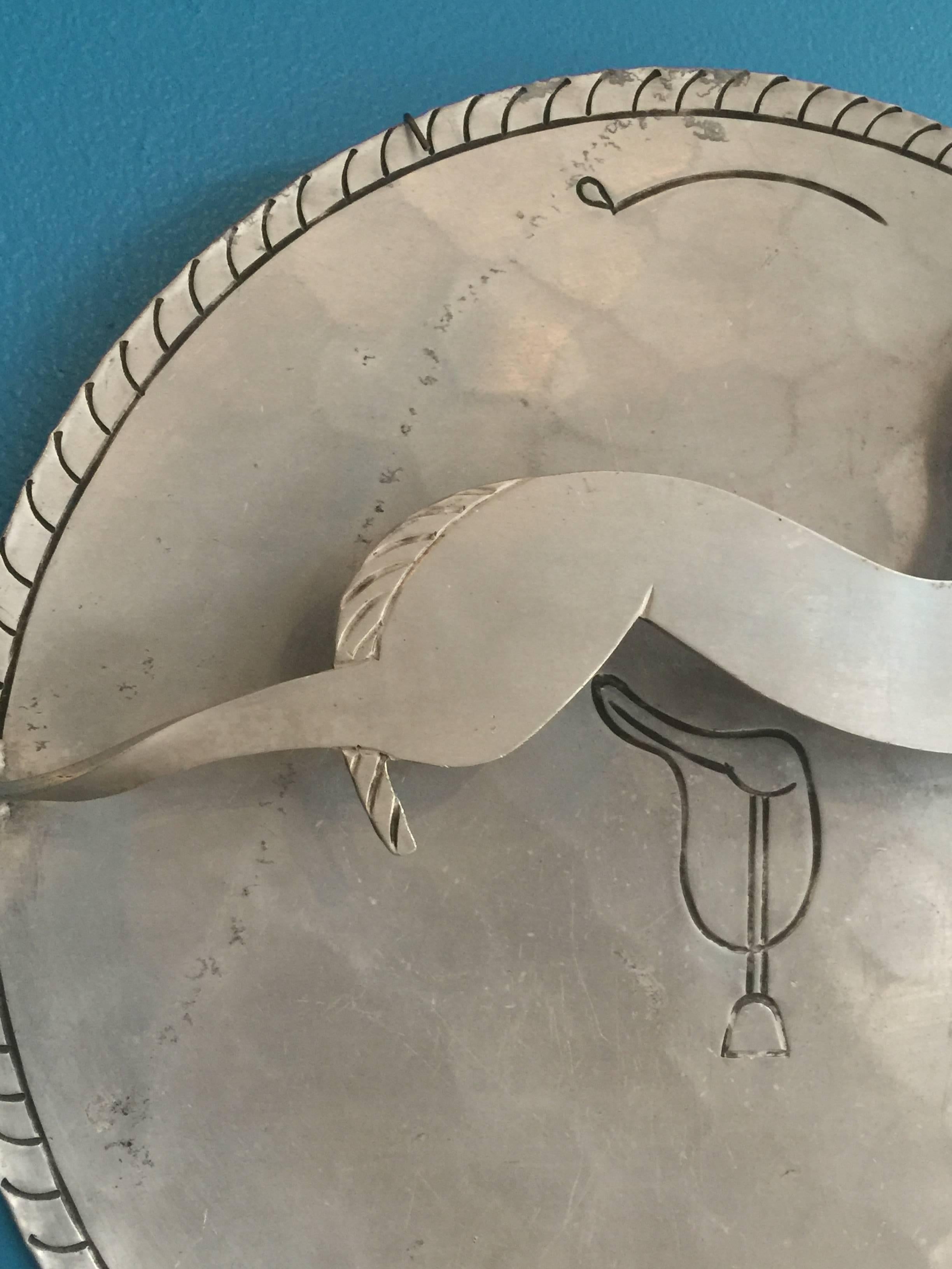 Mid-20th Century Palmer Smith Art Deco Aluminium Horse Plate For Sale