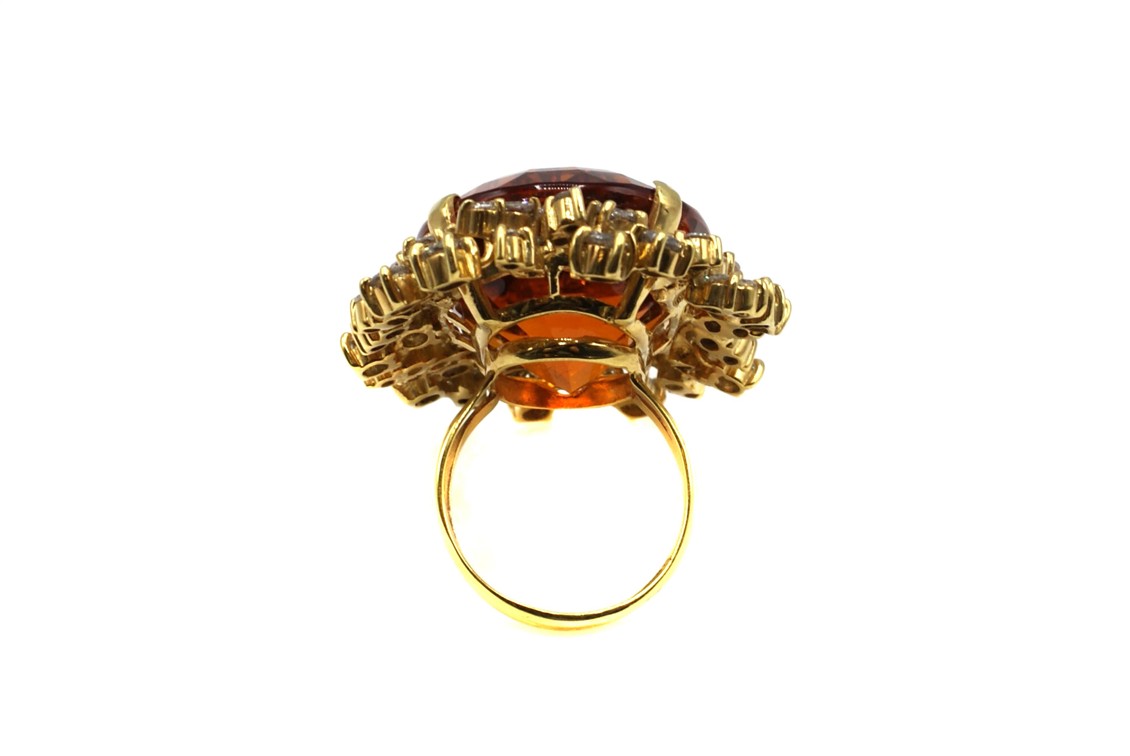 Palmeria Citrine Diamond and Gold Ring In Excellent Condition In New York, NY