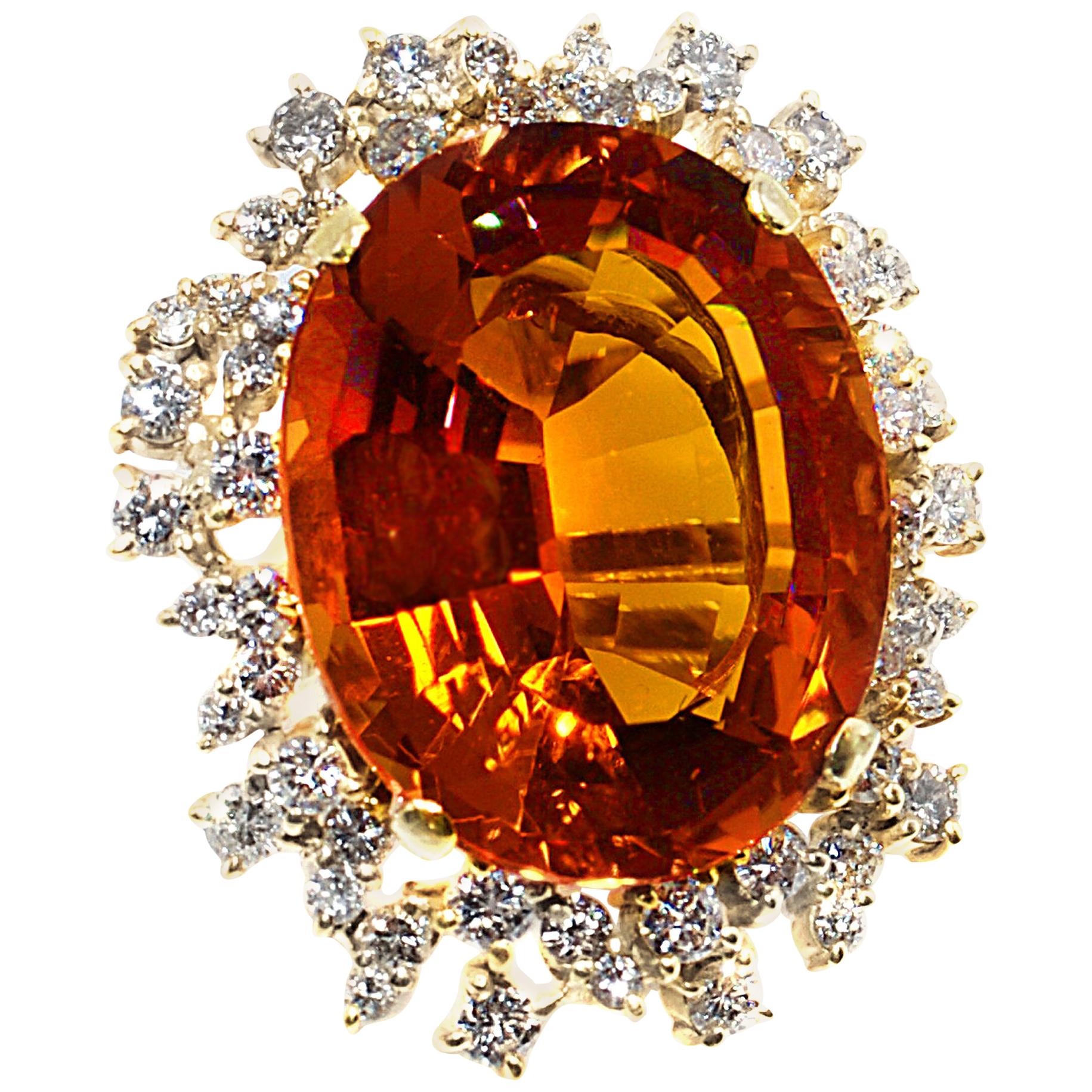 Palmeria Citrine Diamond and Gold Ring