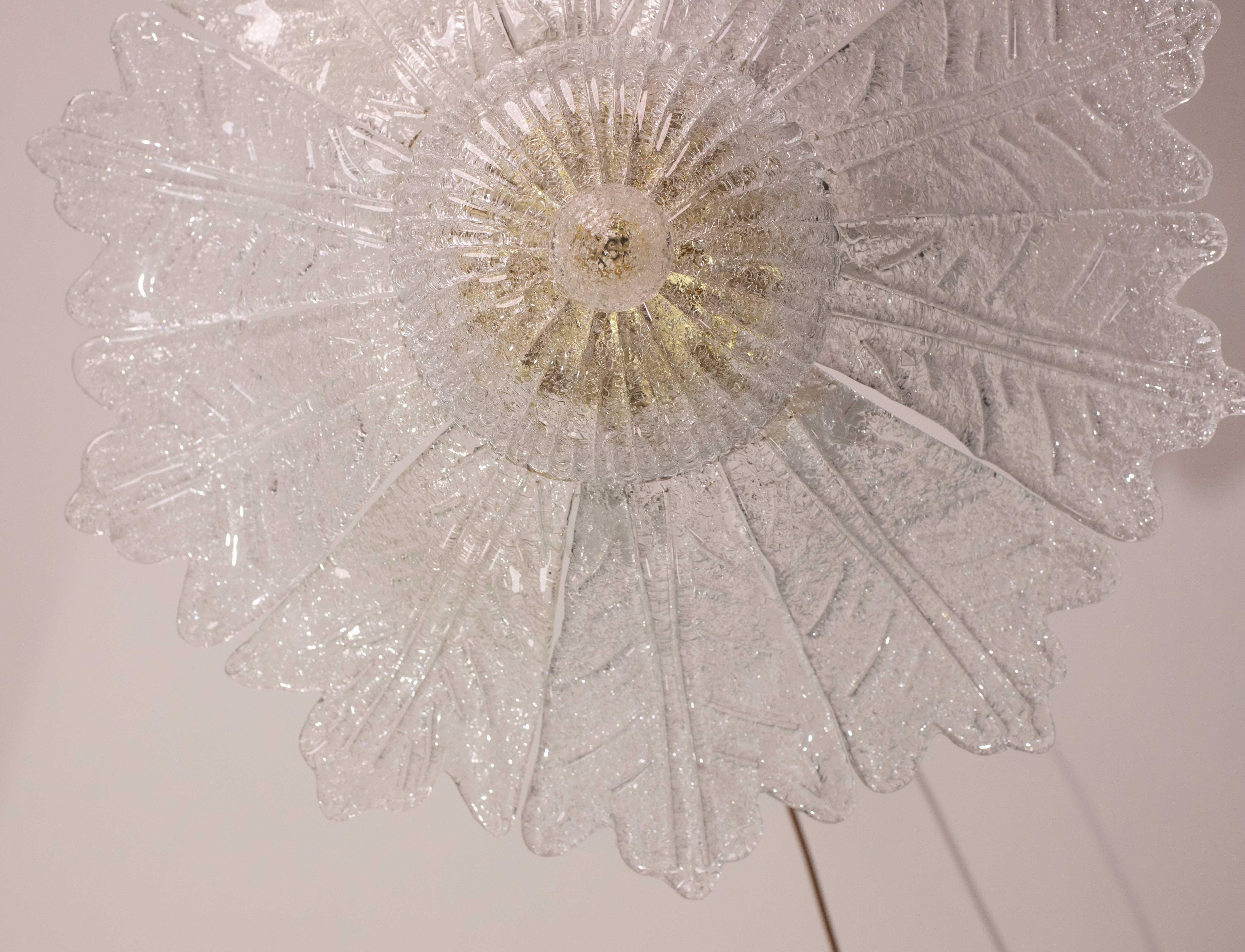Palmetta, Lámpara de techo o empotrable italiana de cristal de Murano, años 70 en venta 8