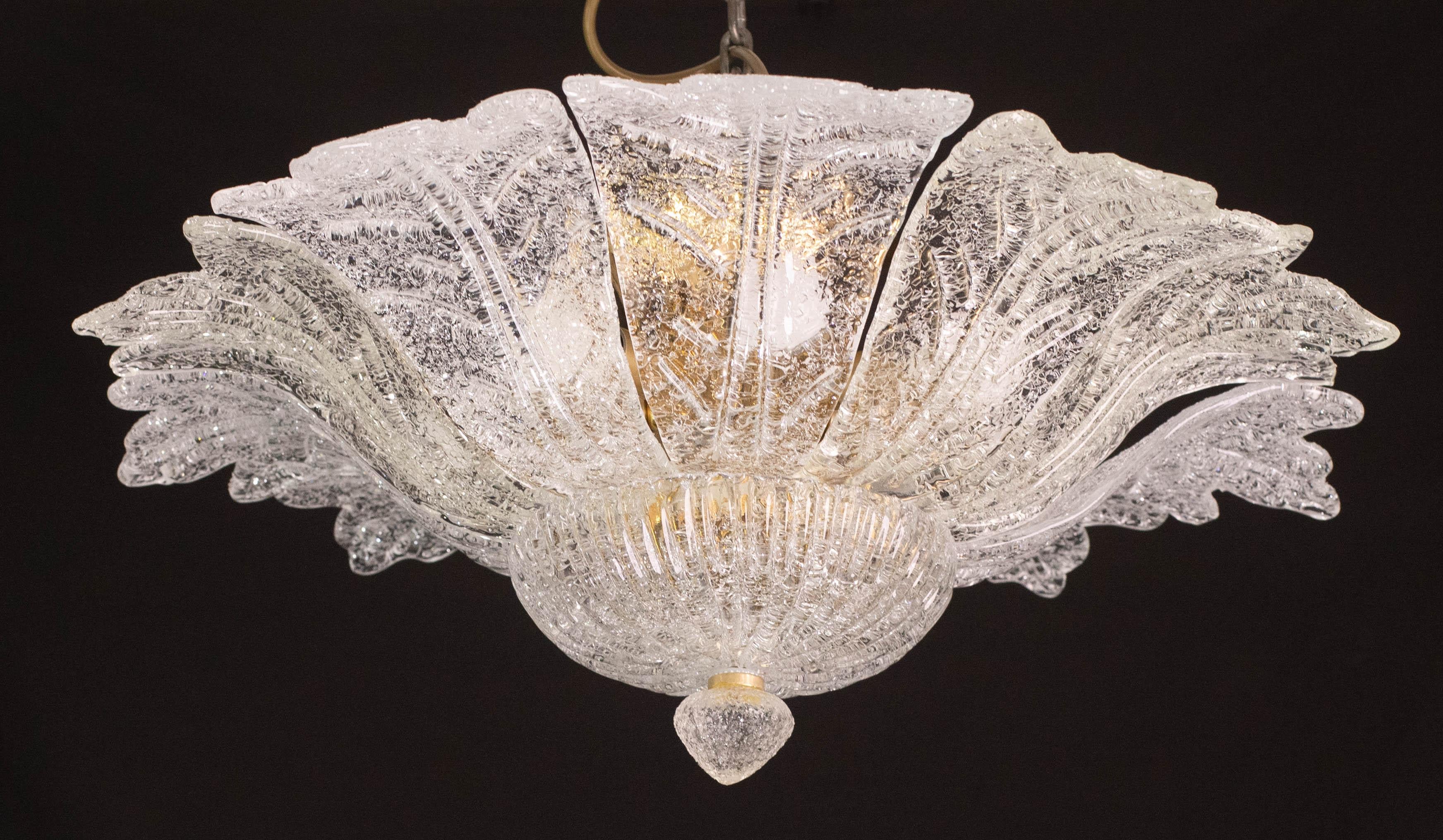 Palmetta, Lámpara de techo o empotrable italiana de cristal de Murano, años 70 finales del siglo XX en venta