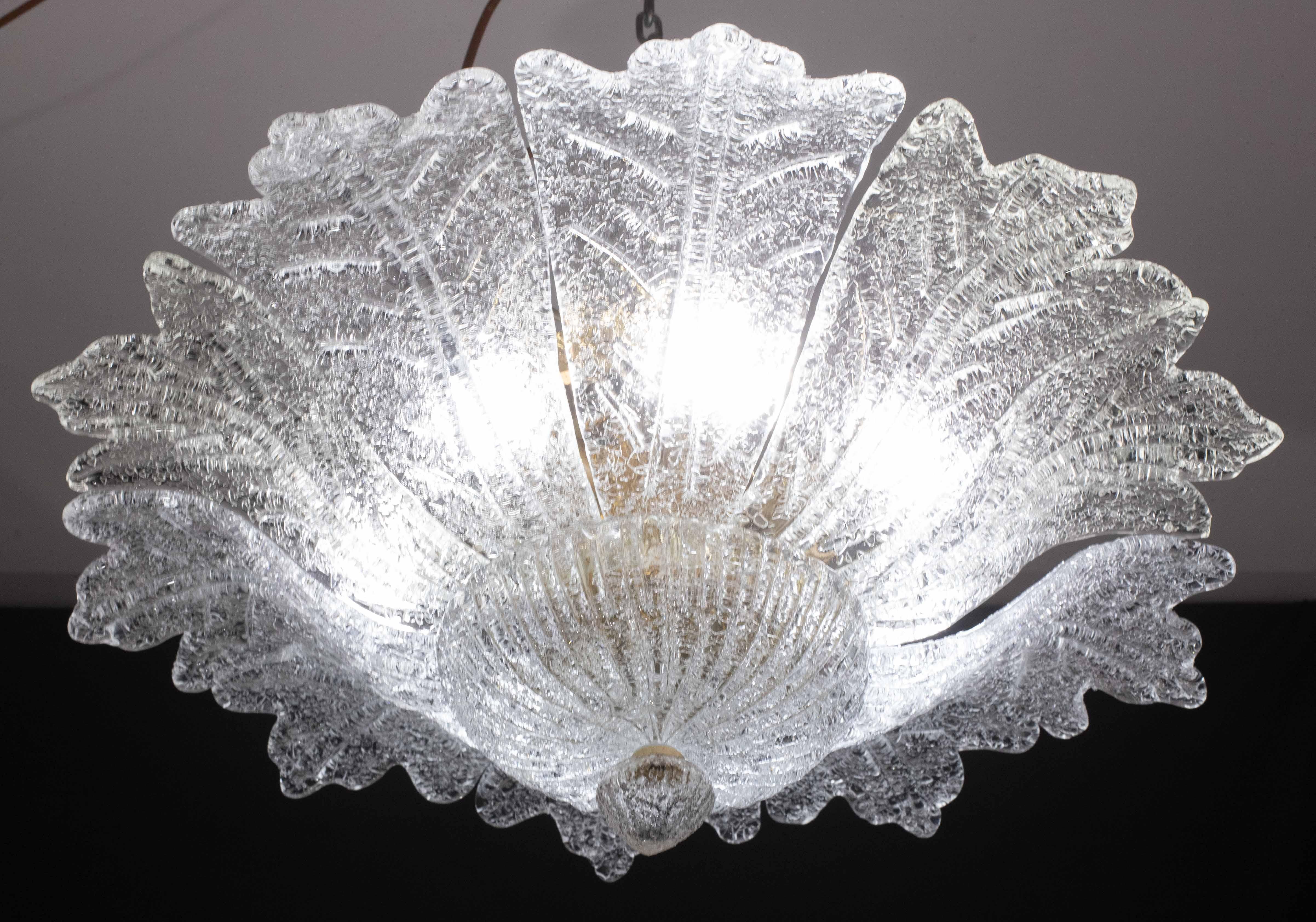 Palmetta, Lámpara de techo o empotrable italiana de cristal de Murano, años 70 Cristal de Murano en venta