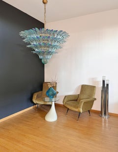 Palmette Ceiling Light - four levels, 160 blue and turquoise glasses