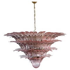 Retro Palmette Ceiling Light - four levels, 163 pink glasses