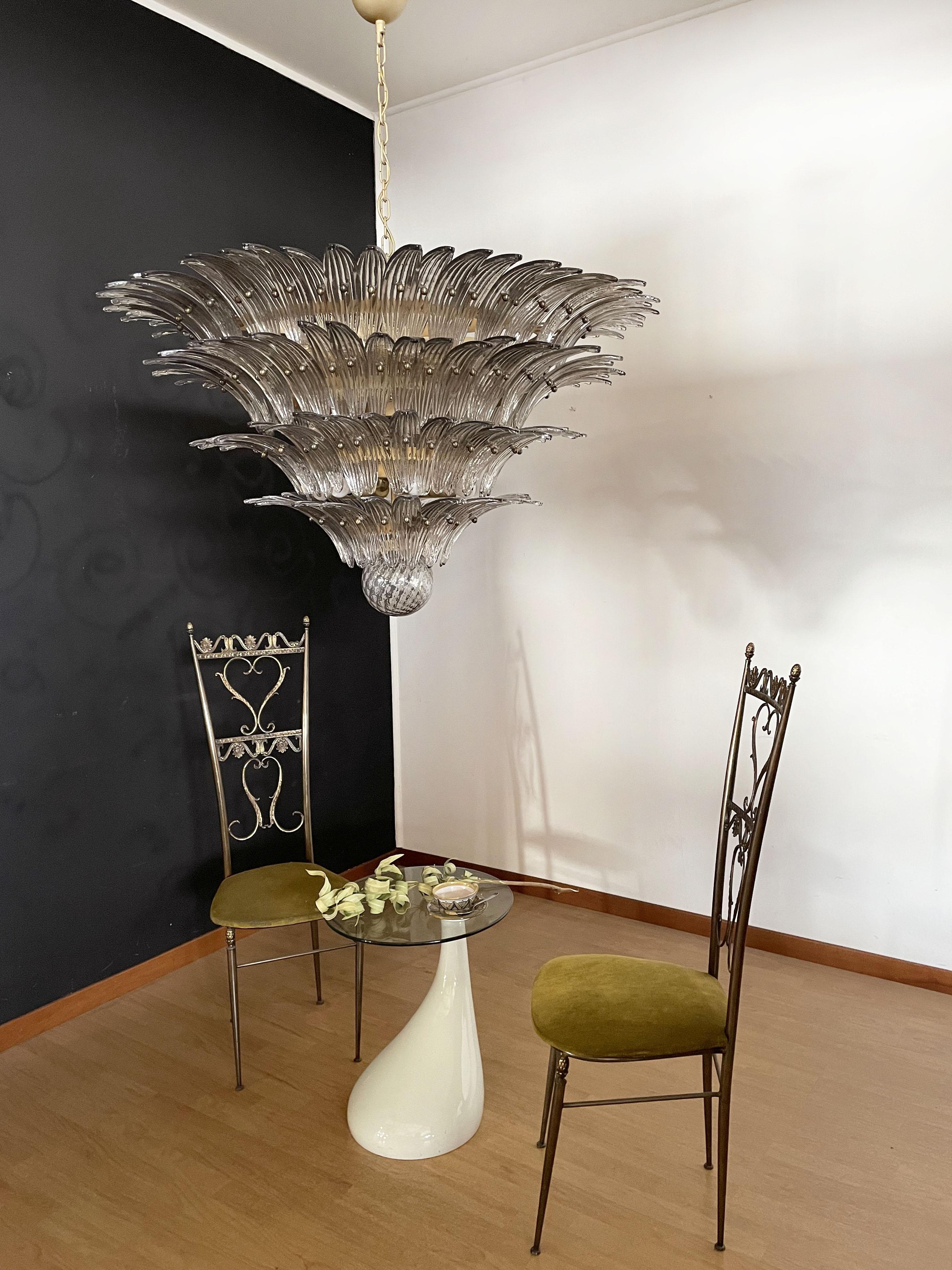 Mid-Century Modern Palmette Ceiling Light - Four Levels, 163 Smoked Glasses For Sale