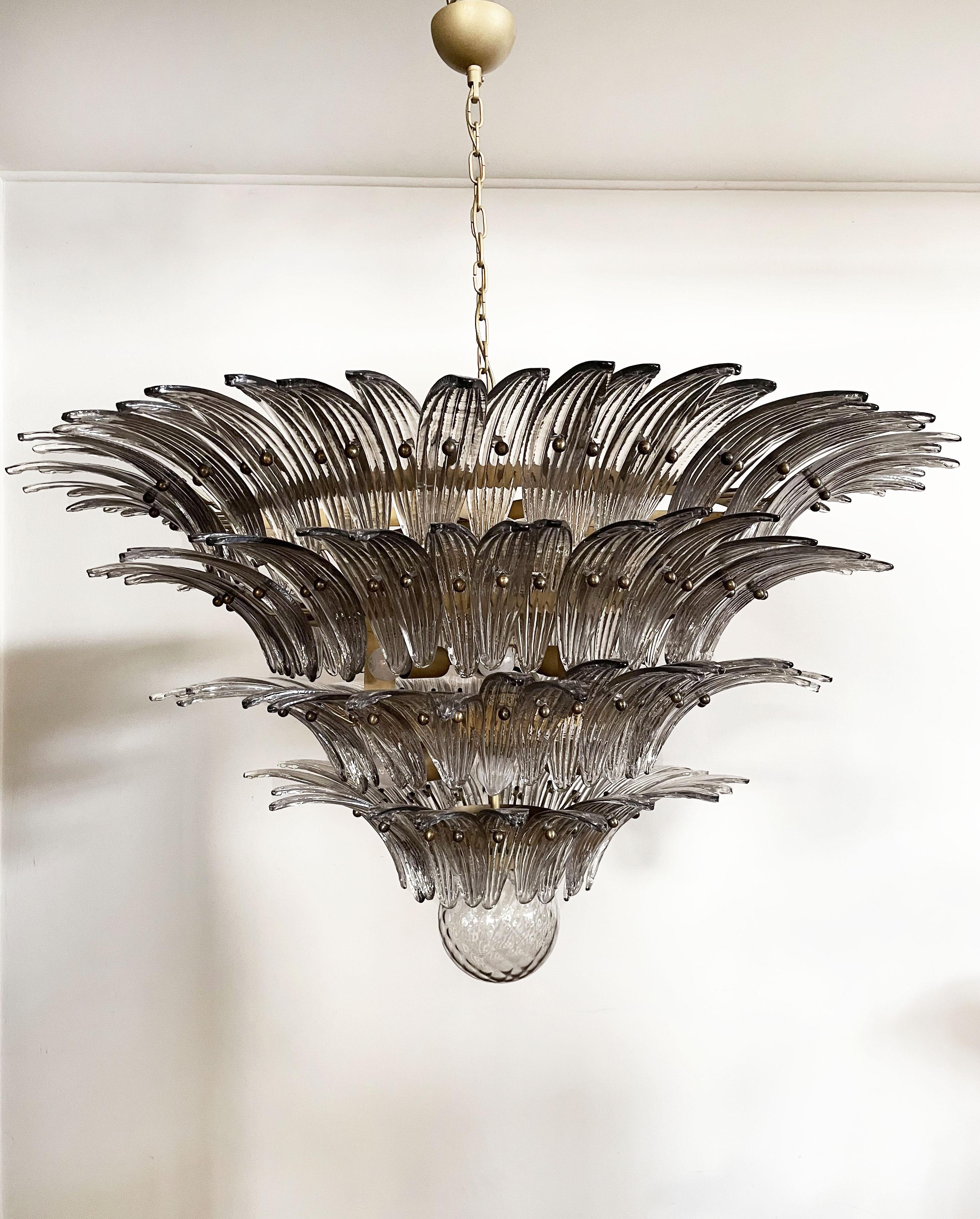 Late 20th Century Palmette Ceiling Light - Four Levels, 163 Smoked Glasses