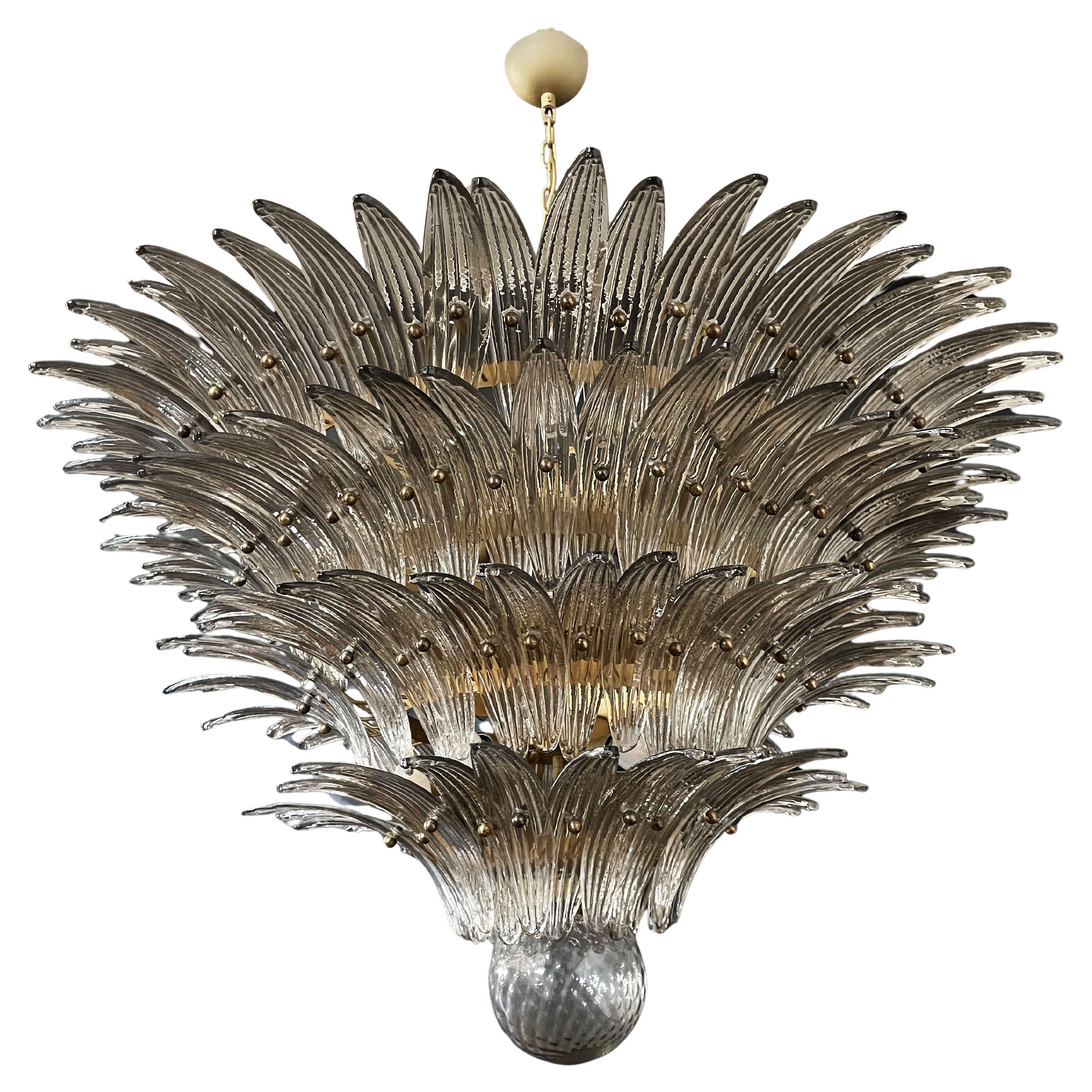 Plafonnier Palmette - Quatre niveaux, 163 verres fumés