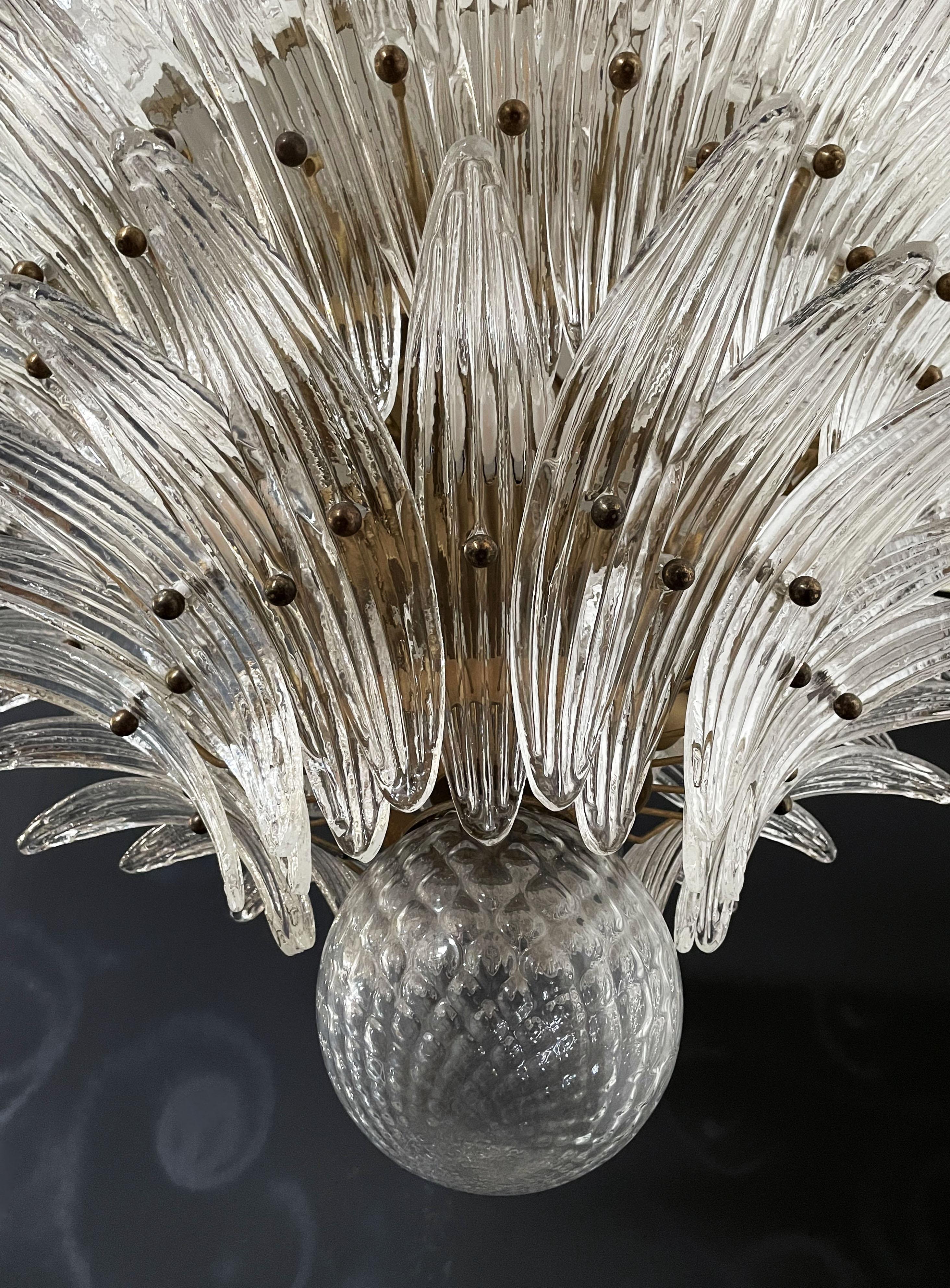 Plafonnier Palmette - quatre niveaux, 163 verres transparents en vente 9