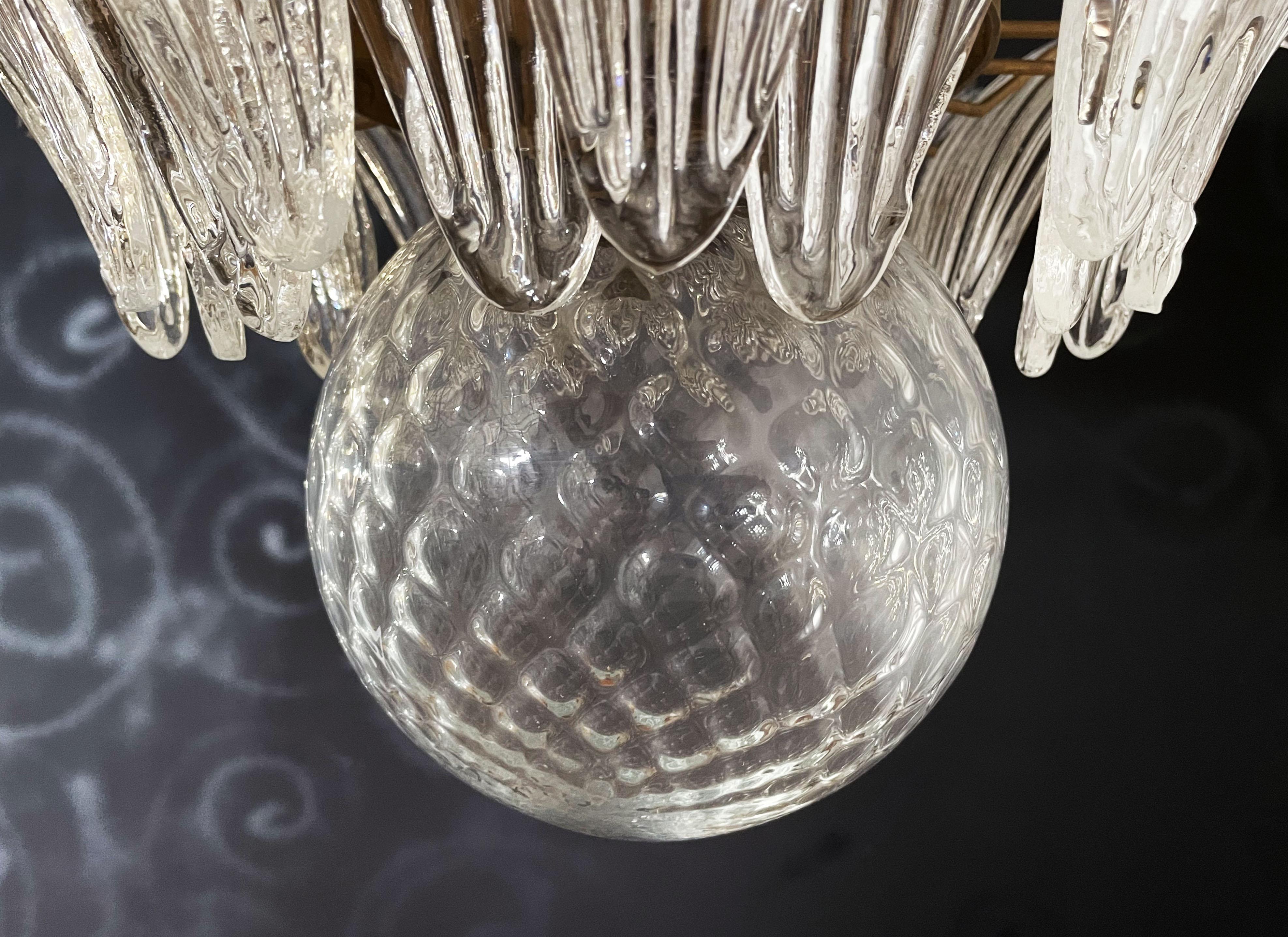 Plafonnier Palmette - quatre niveaux, 163 verres transparents en vente 11