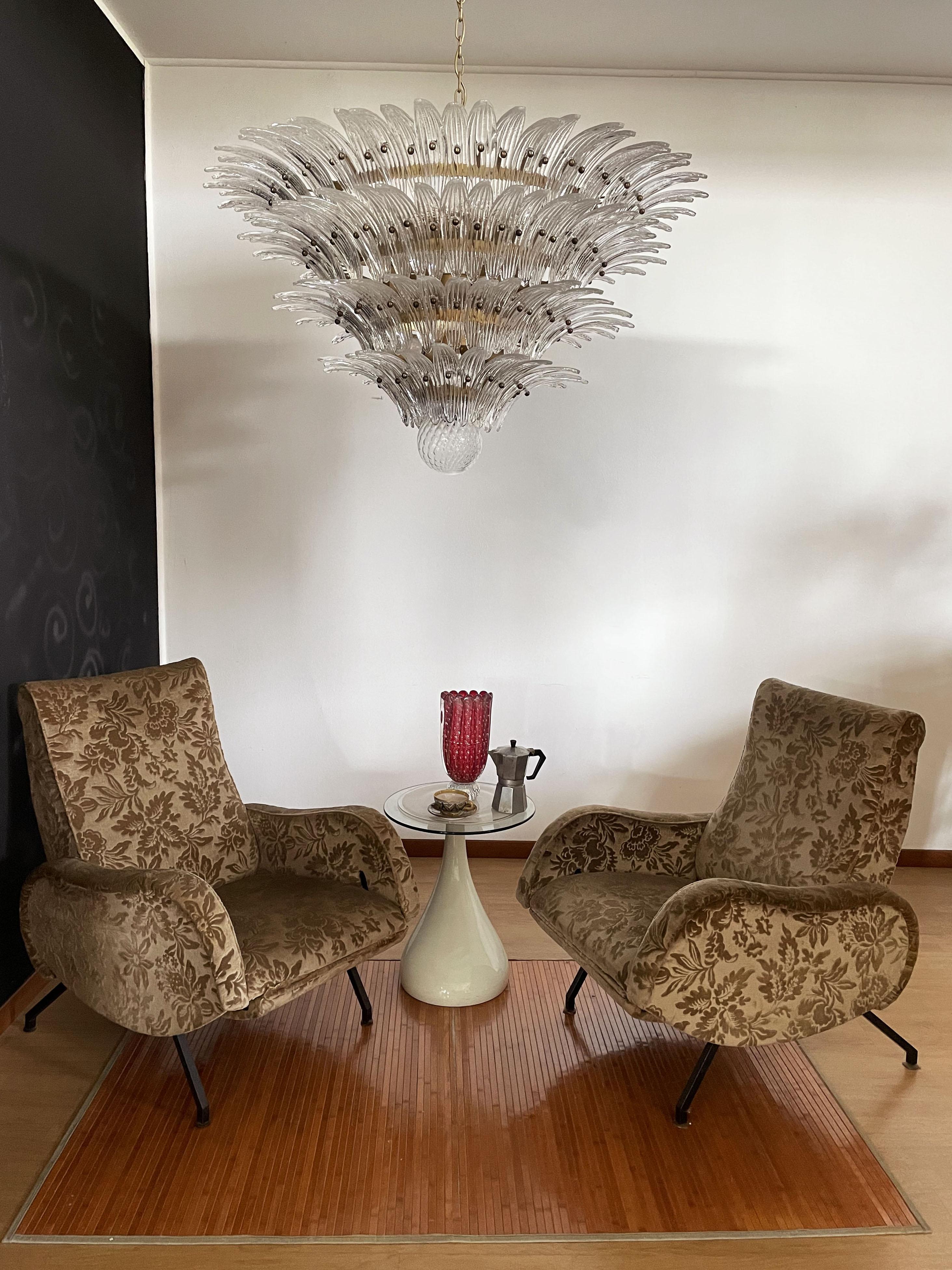 Mid-Century Modern Plafonnier Palmette - quatre niveaux, 163 verres transparents en vente