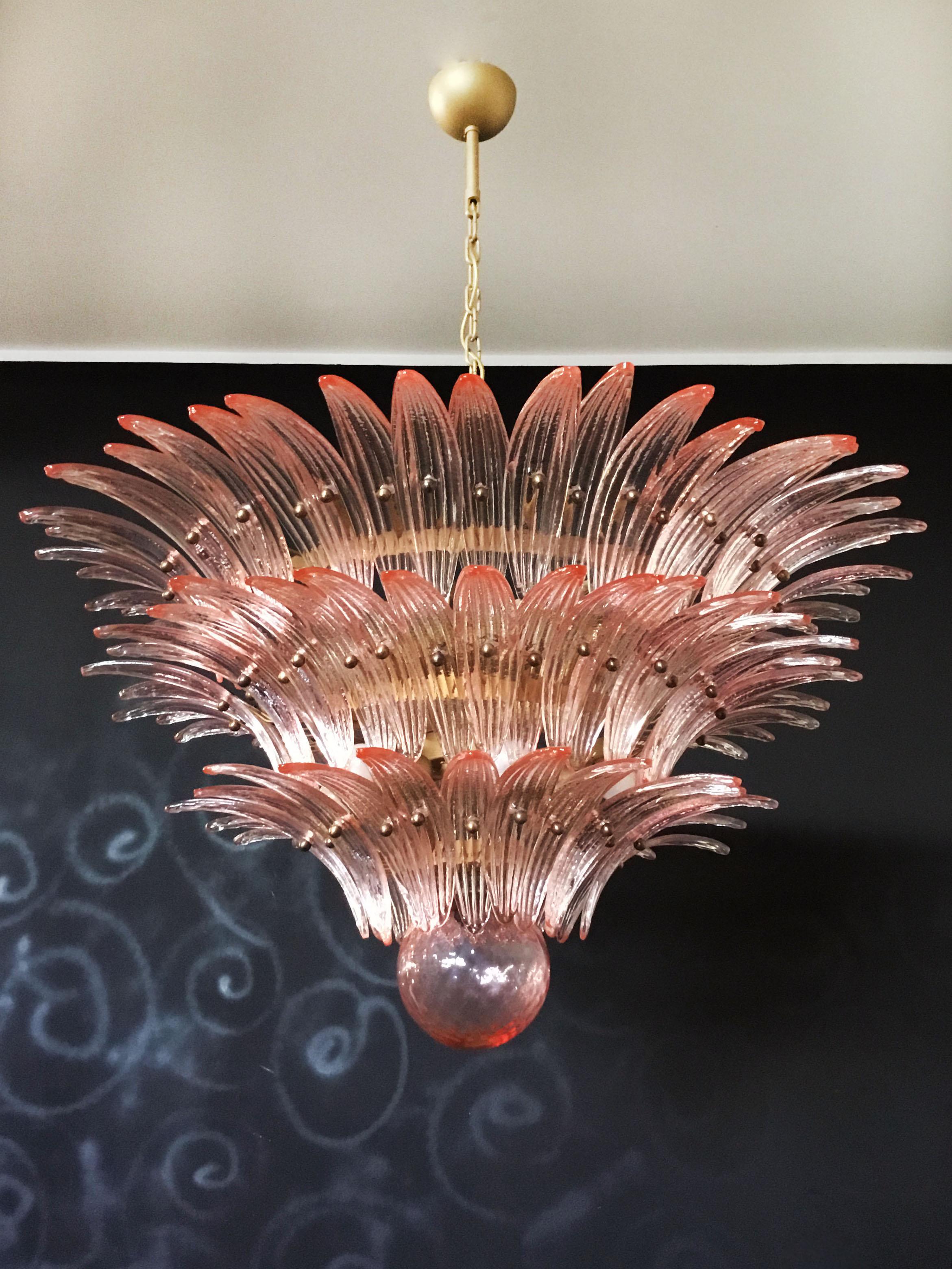 Palmette Ceiling Light, Three Levels, 104 Pink Glasses 11