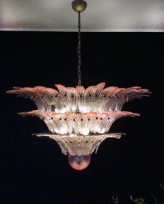 Palmette Ceiling Light - three levels, 104 pink glasses